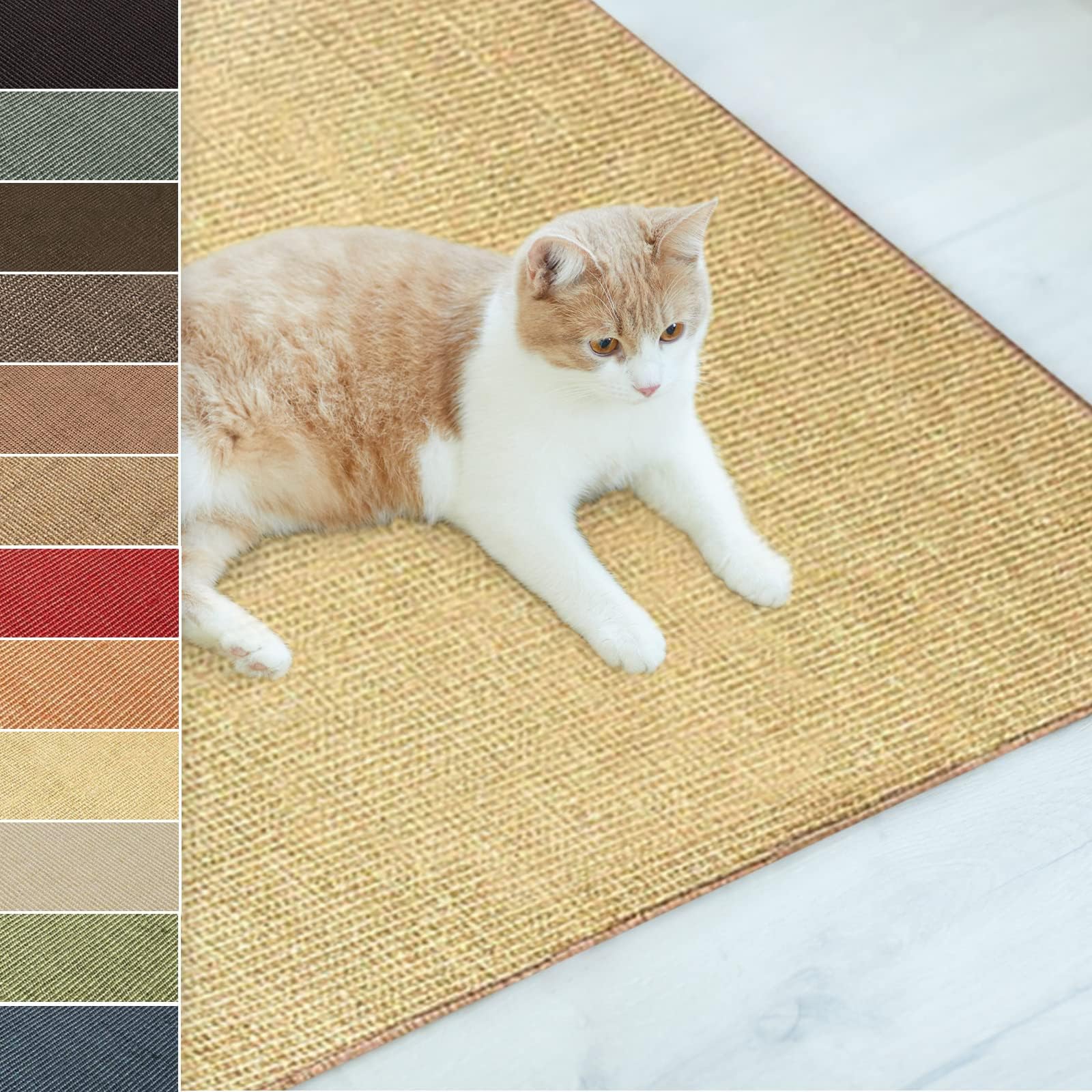 Floordirekt Cat Scratching Mat, 30 x 50 cm, Natural Sisal, Scratching Areas for Cats, Furniture for Wall or Floor, Robust and Washable
