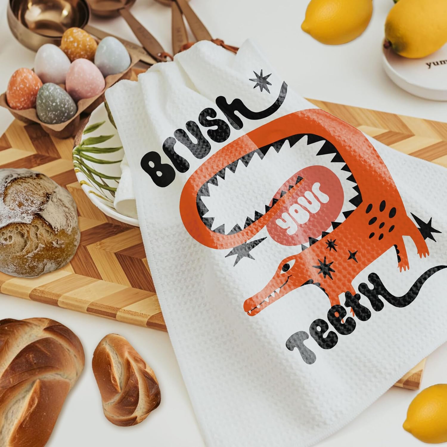 トレンディオレンジタイガー クロコダイル バスルームハンドタオル、気まぐれで面白いタイガーワニアニマルハンドタオル 子供用 バスルー