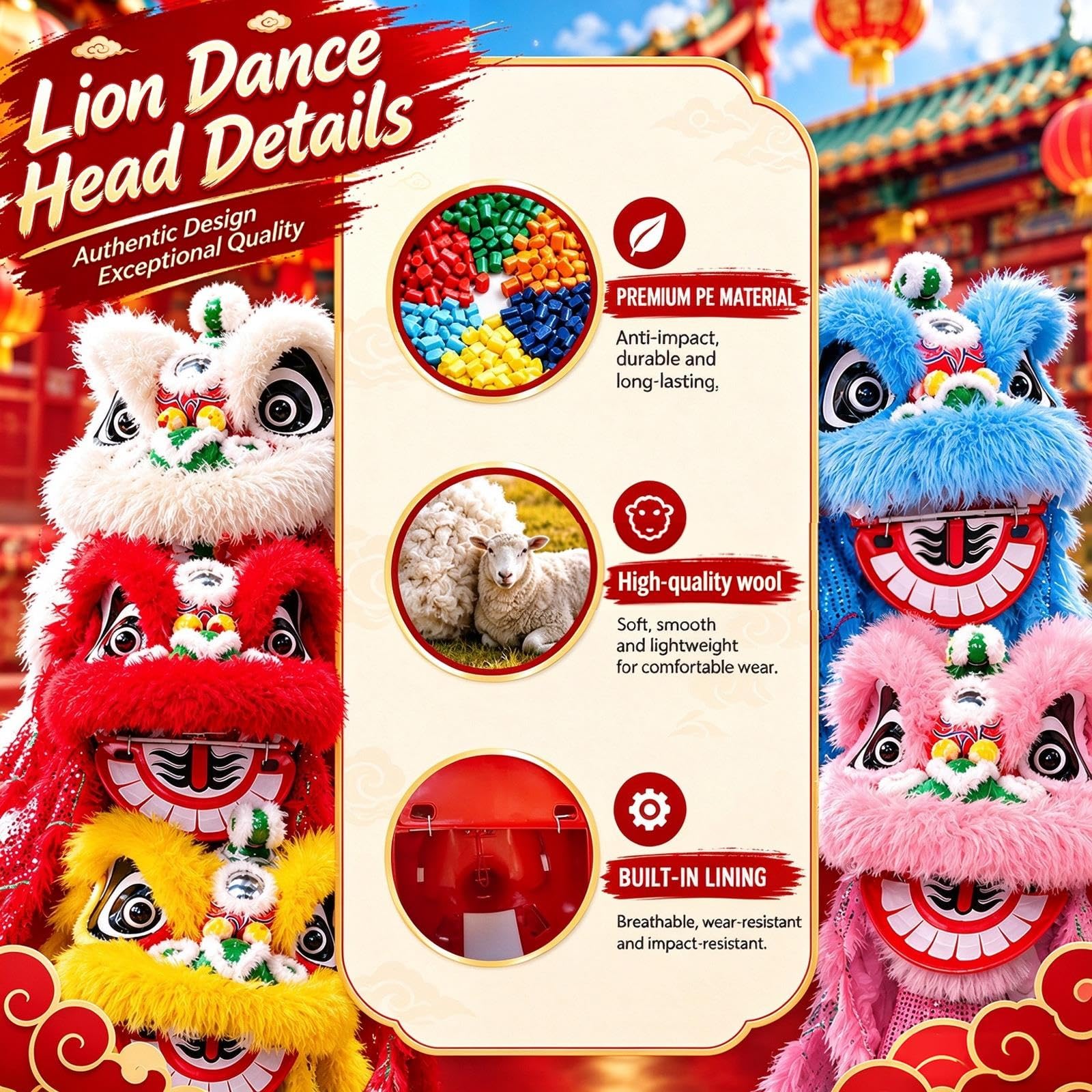 Löwen-Tanz-Maskottchen-Kostüm, traditionelles chinesisches Kostüm