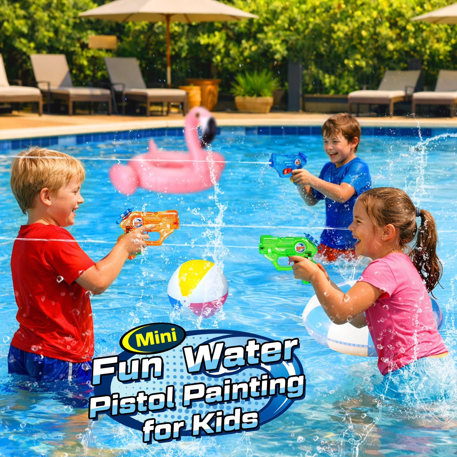 Quanquer Water Gun Kids 6 Pezzi, Piccole Pistole a Spruzzo Gamma 7 Metri 150ml, Serbatoio dell'acqua Estiva Super Water Soaker Asser Gun per Giocattoli da Esterno Beach Pool Watergun (set da 6)