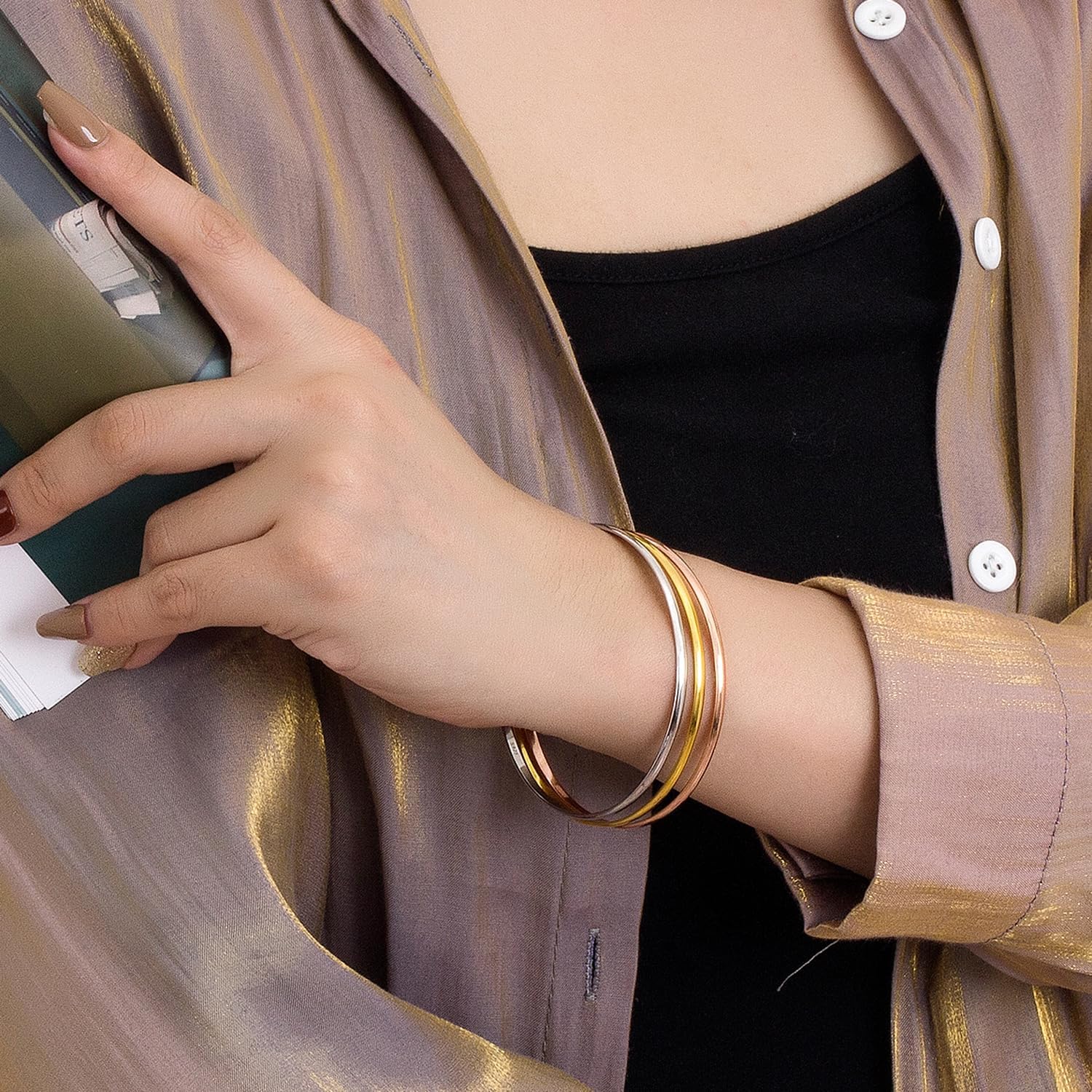 Minimalist Original 925 Sterling Silver Banglest Women DIY Stackable 1/2/3.Countless Set Bracelet 2MM Thick Diameter 60mm-65mm-68mm Jewelry Gift Wife Her - Image 4