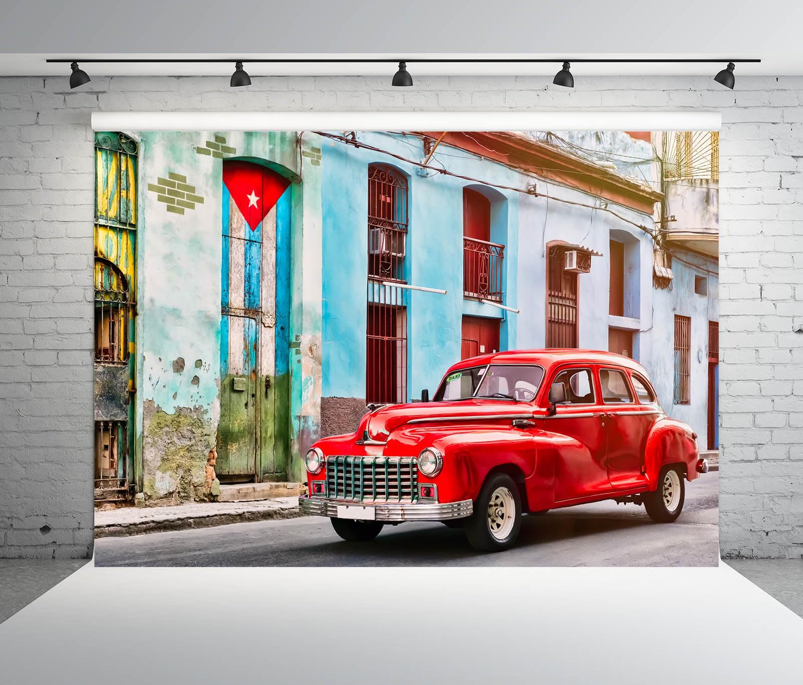 BELECO 3x2m Tessuto Via Vintage Cuba Sfondo