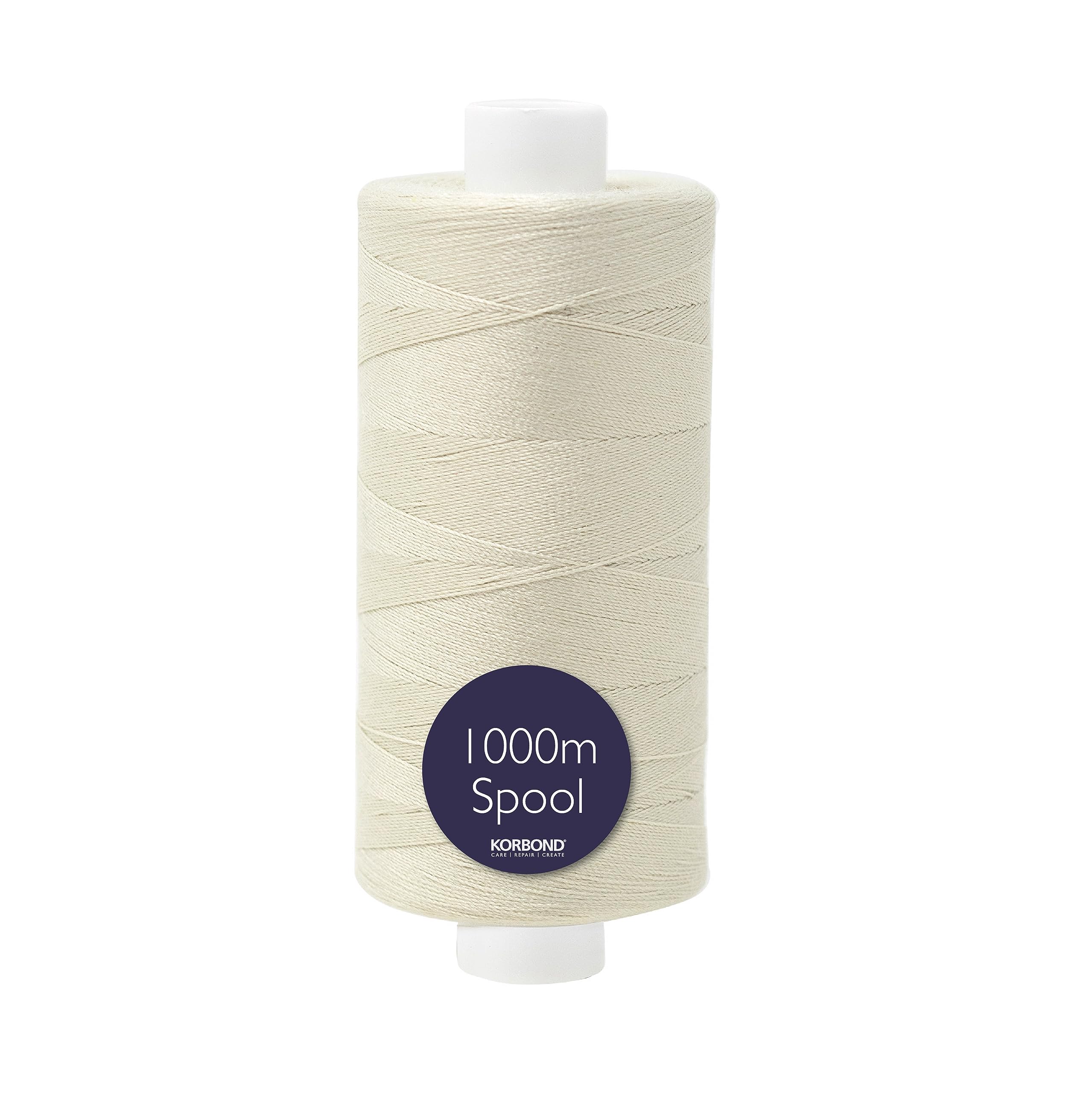 Korbond 1000m Polyester Sewing Thread - Hand and Machine Sewing Thread (Natural)