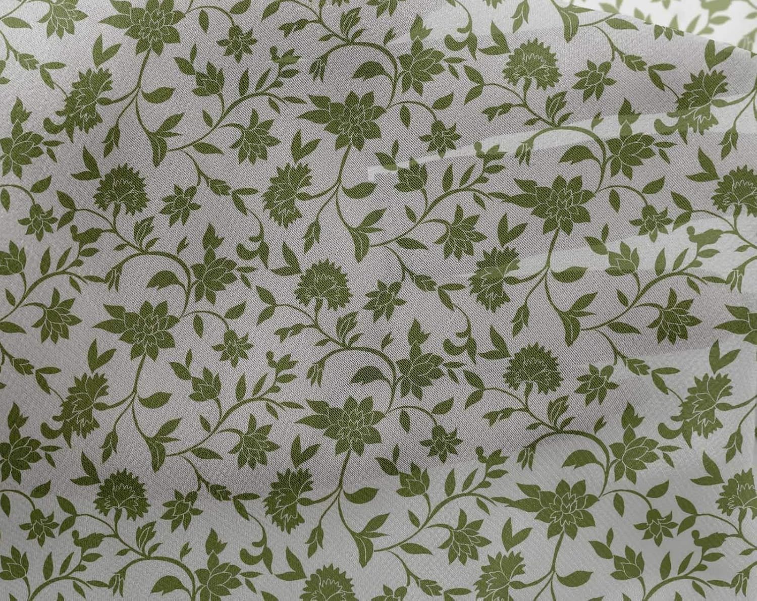oneOone Georgette Viscose Fabric Leaves & Floral Artistic Printed Craft Fabric BTY 42 Inch Wide