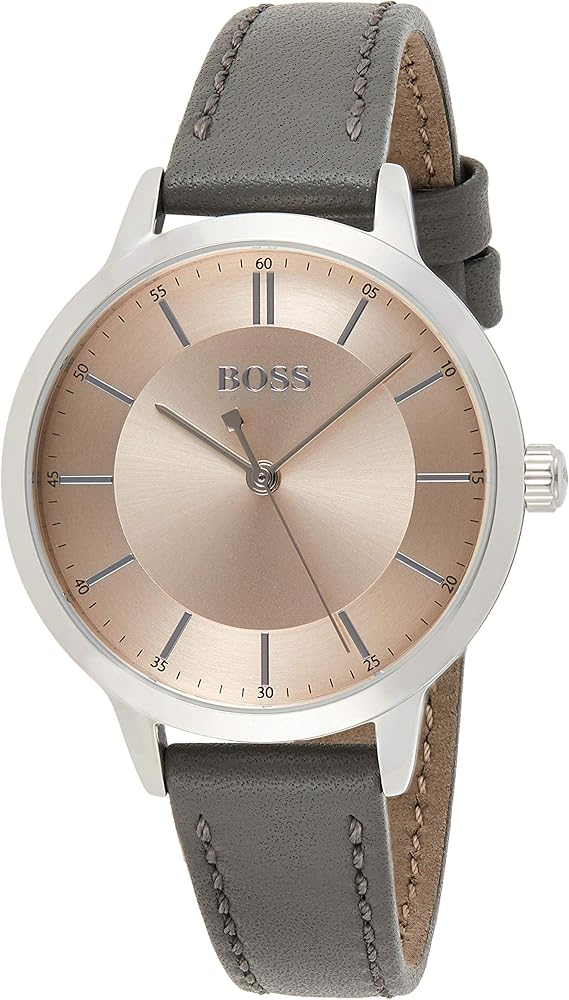 Hugo boss, orologio per donna,cassa in acciaio,e cinturino in vera pelle. 1502510