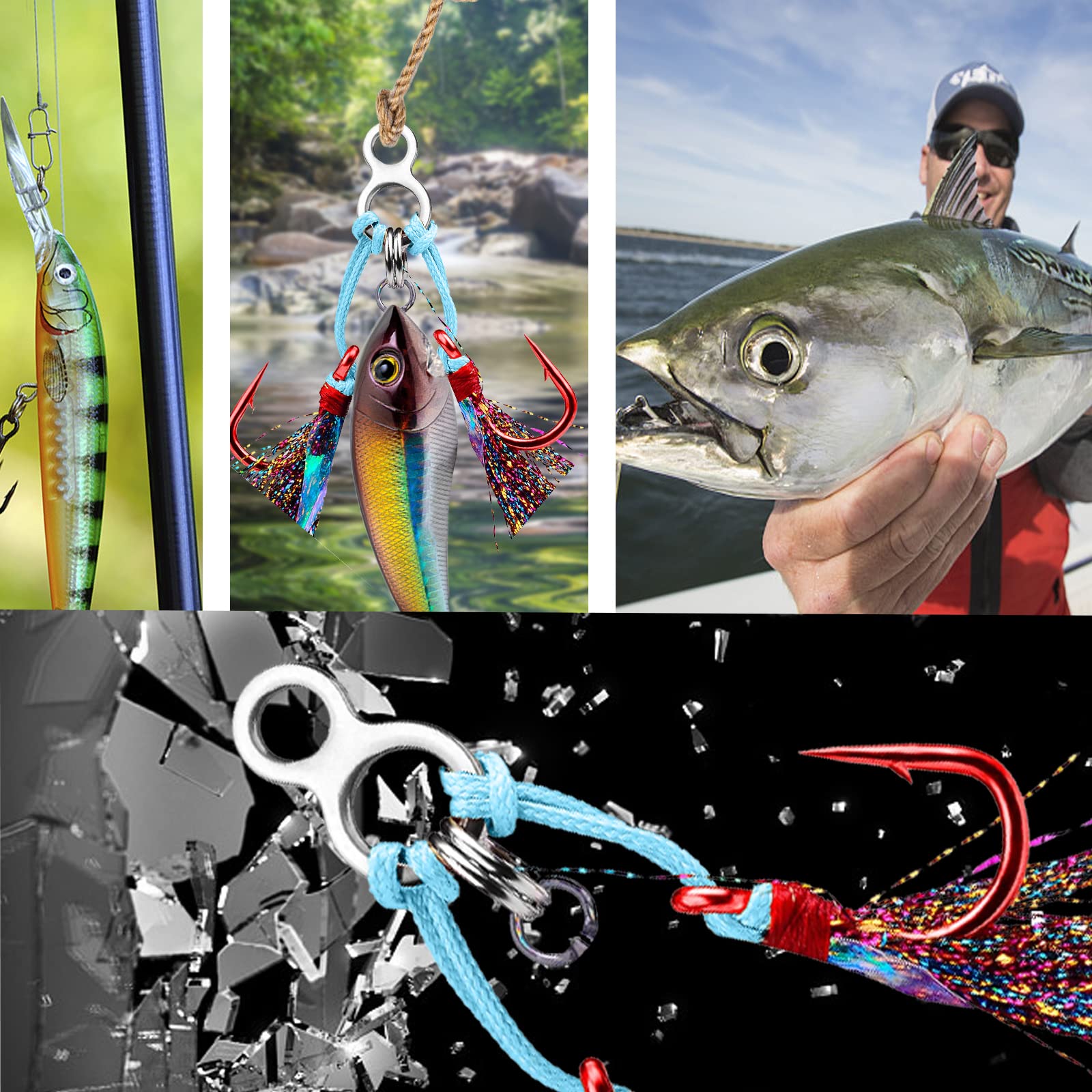 Wędkarskie pierścienie dzielone, 60 szt. Stal nierdzewna Solidna figurka wędkarska 8 Pierścienie do jigowania Akcesoria do przynęt wędkarskich
