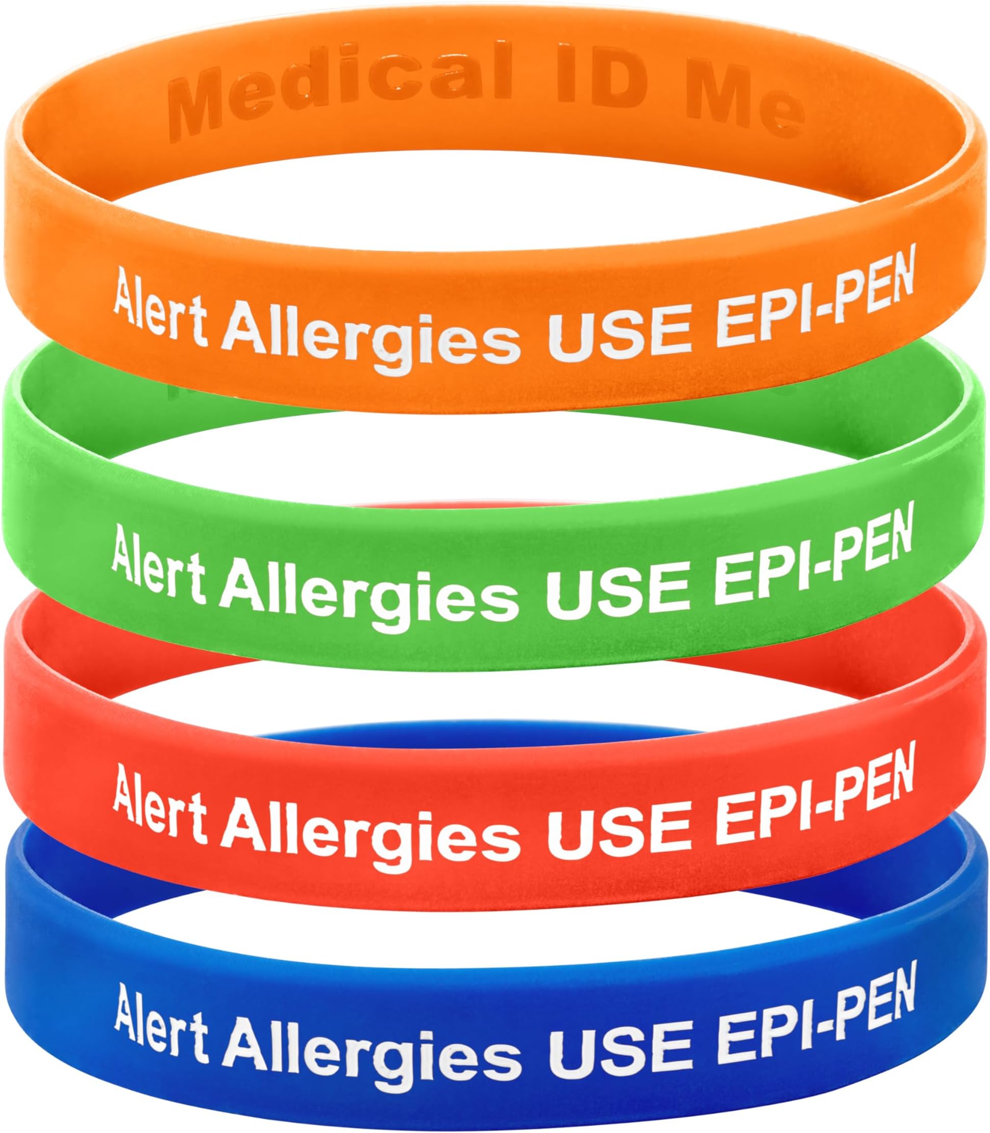 Medical ID Me Alert Allergies USE EPIPEN Wristband Allergy Awareness Bracelet Children Adults UK (Pack of 4)