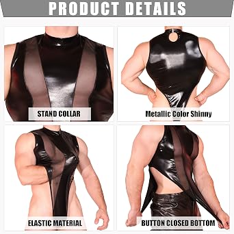 Mens Wrestling Singlet Metallic Bodysuit Mesh Leotards Slim Fit for Sport Gym Clubwear