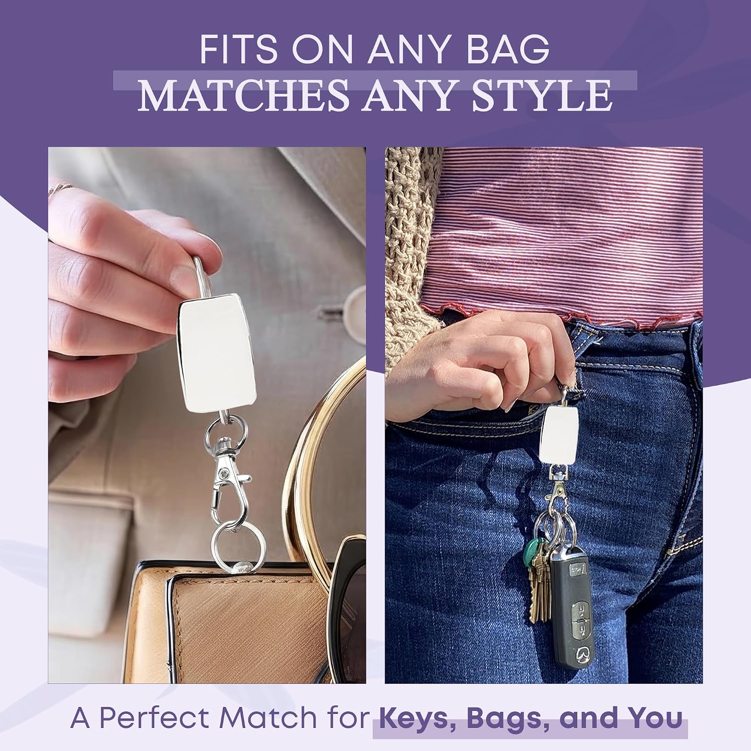 Women’s Bag Charm Key Finder, Car Keychain Hook, Cute Purse Organizer & Tote Bag Accessories, Gifts for Mom - Original image 5