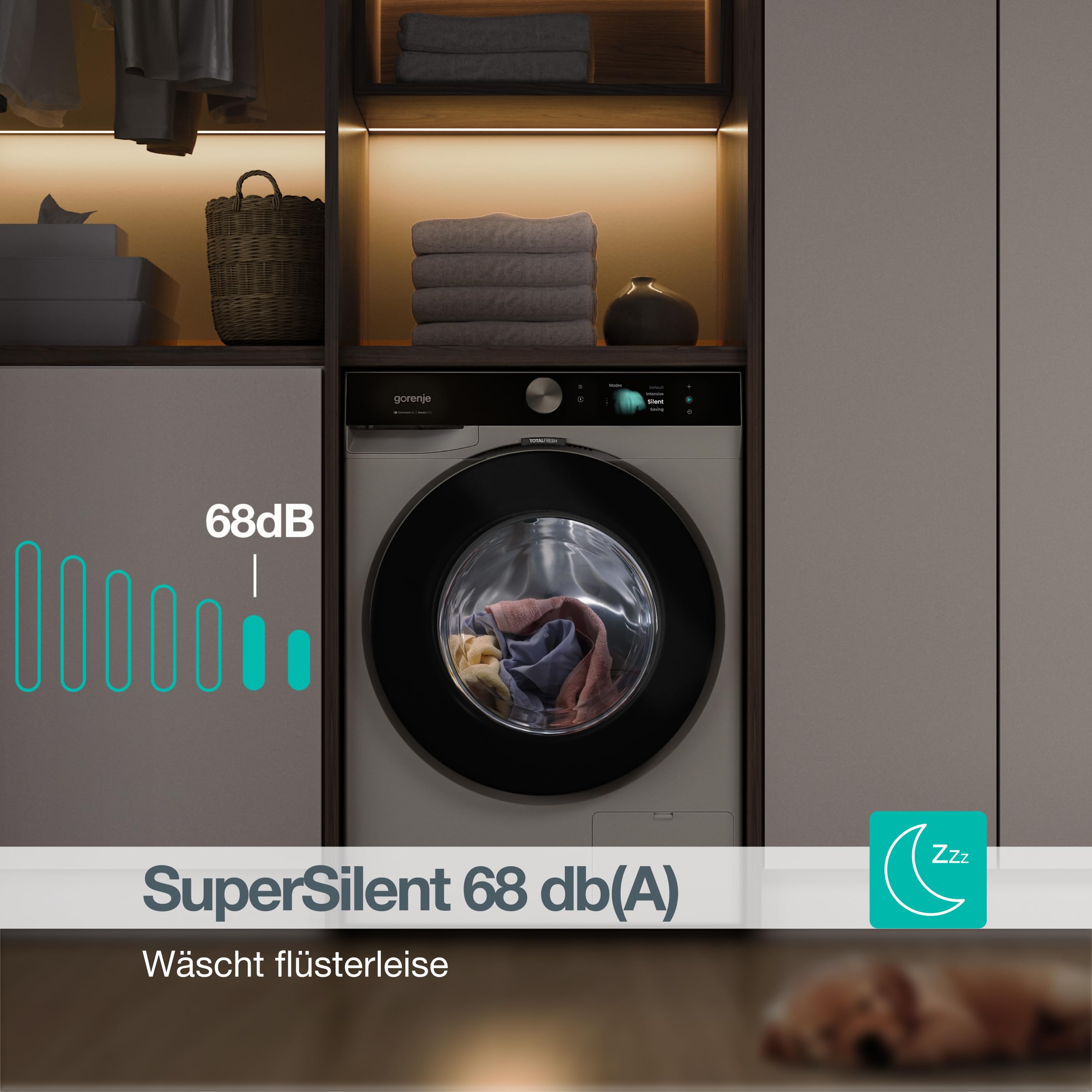 Gorenje WG814A5T4 Waschmaschine mit Dampffunktion, 10kg, 1400 U/Min, 20 Programme, TFT Farb-Display, SuperSilent 68 db(A), AutoDosing, UltraClean, FastWash Pro, ConnectLife, ShoeWash, EEK A, Weiß
