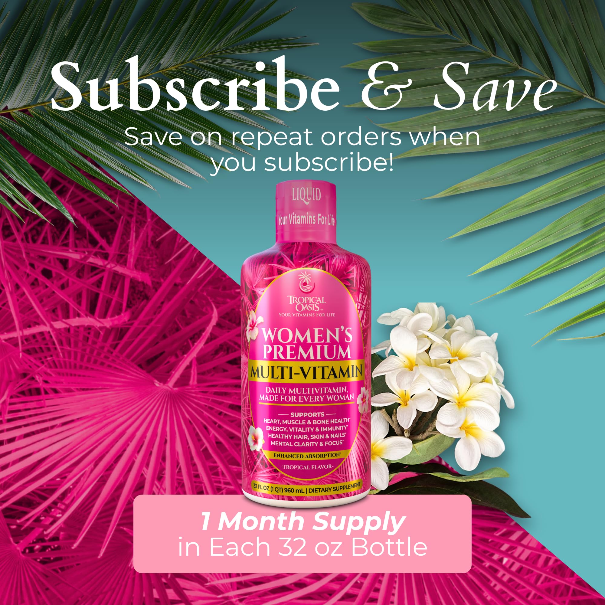 Tropical Oasis Liquid Multivitamin for Women | Sugar Free, Non-GMO, 32 Serv — Amazon image 8
