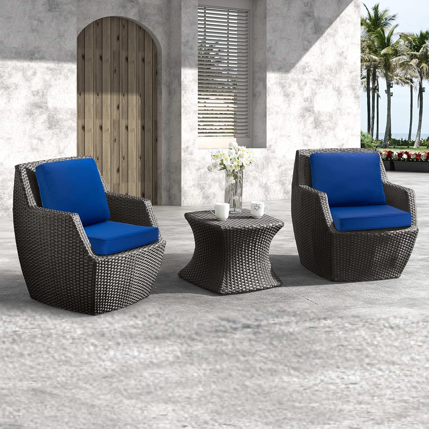JMGBird Outdoor Chair Cushion Set - 19"x19" Tufted Seat & Back Cushions, Navy Blue for Patio Furniture