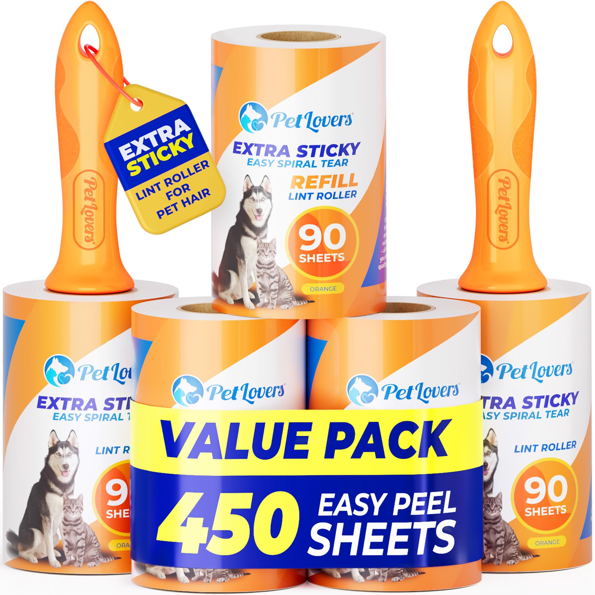 PetLovers Extra Roll of Adhesive Lint Set of 450 Sheets for Pet Hair Removal Lint Remover for Dogs and Cats Pack of 5 — view 24