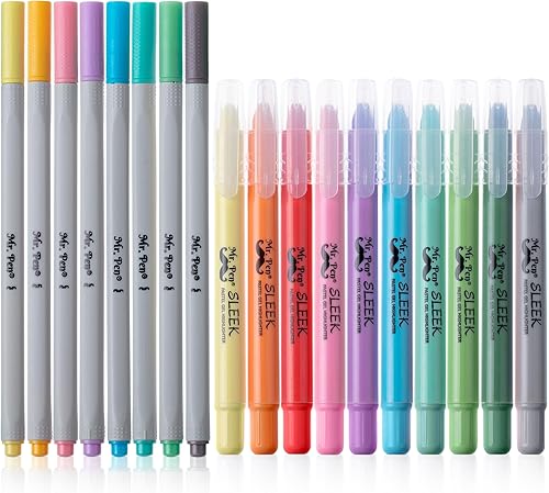 Mr. Pen Resaltadores de gel bíblico y bolígrafos de punta fina que no se corren, colores pastel, paquete de 10, kit de diario bíblico