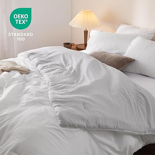 Miniatura 5 de Bedsure Juego de edredón de cama Queen, edredón reversible blanco y gris prelavado para todas las estaciones, juego de cama cálido y suave, 1
