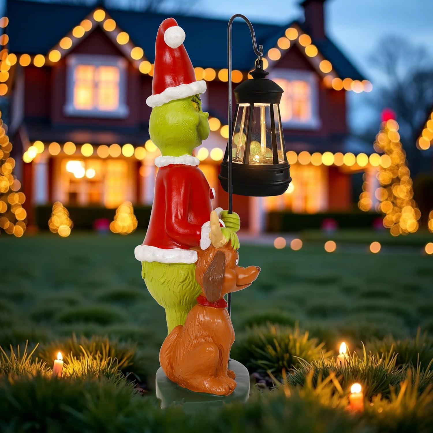 Solar Light Garden Statues for Christmas Outdoor Decoration, Resin Sculptures Home Decor for Lawn Yard Patio Balcony, Xmas Gifts for Mom Women (Style 2)