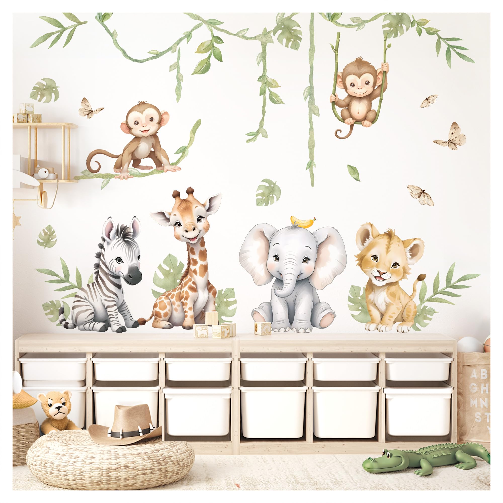 Little Deco Wandtattoo Safaritiere Giraffe Löwe Elefant DL5130 XL