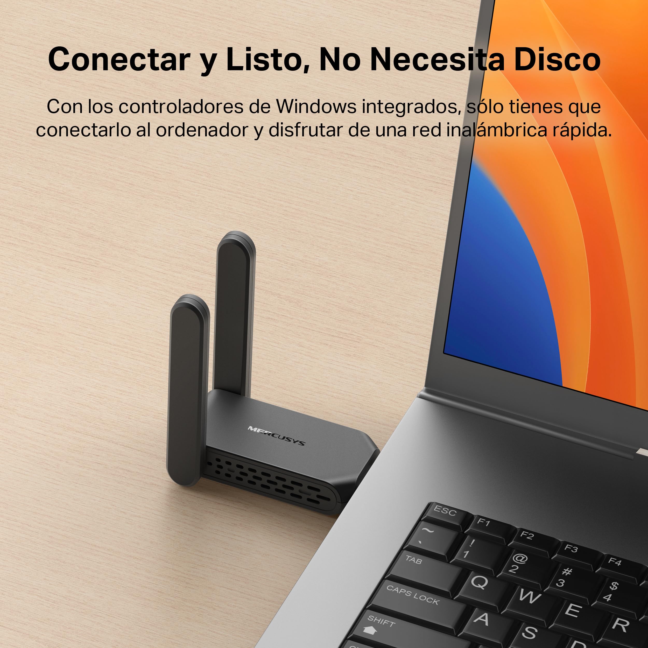 Mercusys TP-Link MA32H WiFi USB AC1300Mbps, stały klucz WiFi do komputera, 2 anteny o wysokim wzmocnieniu, dwuzakresowy 5 GHz/867 Mbps + 2,4 GHz/400 Mbps, USB 3.0, MU-MIMO, WPA3, obsługuje Windows 10