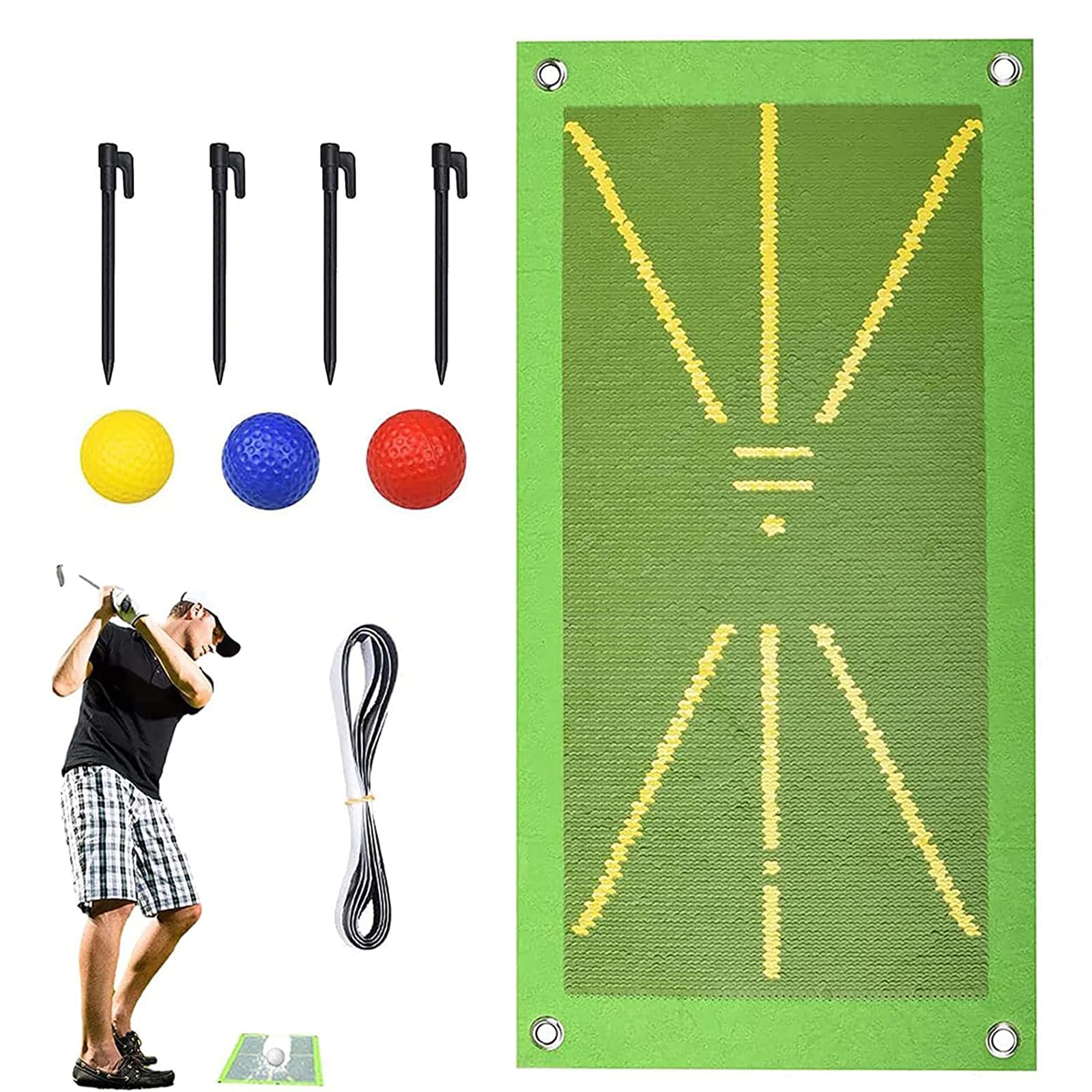 LuVlc Golf Swing Analyzer,Golf Training mat for Swing Detection Batting,Portable Golf Practice Grass Turf Mat for Analysis & Correct Your Swing Path