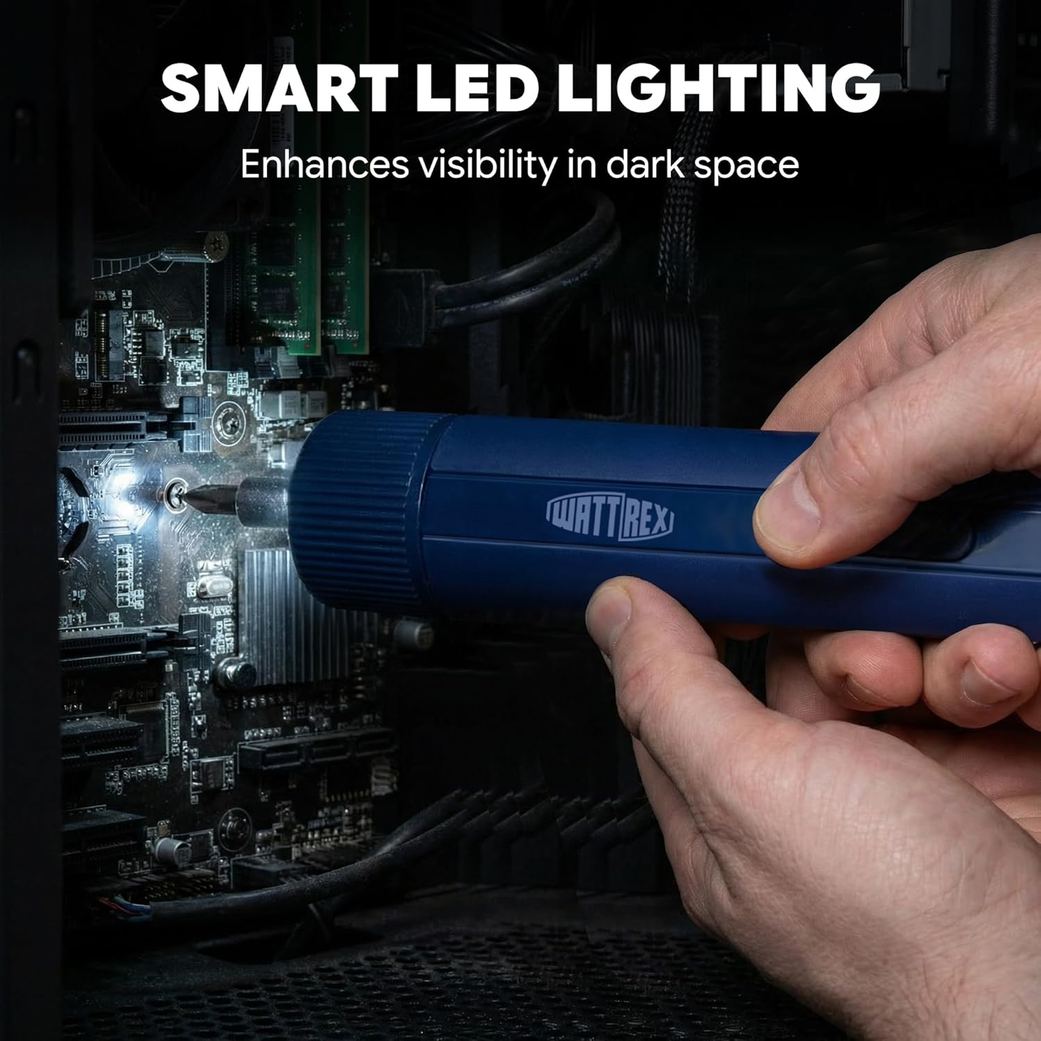 4V Cordless Electric Screwdriver Set with 4 Torque Settings, 24 S2 Bits, 12 N·m Max Manual Torque, LED Light, Forward/Reverse, for DIY, Furniture Assembly, Electronics & Home Repair, Navy - Image 6