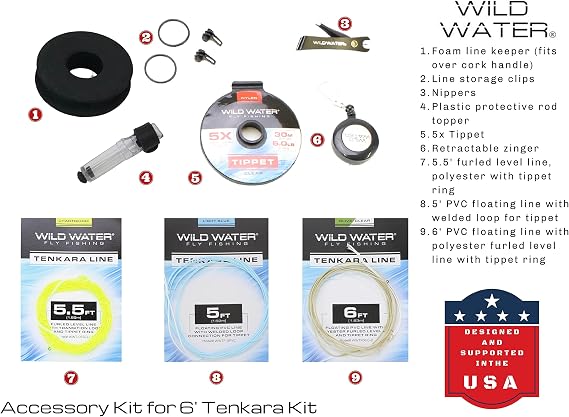 Wild Water Tenkara Starter Package, Excellent Fly Fishing Equipment for Beginners, Includes Flies, Three Lines, Hard Tube Case & Rod Sock