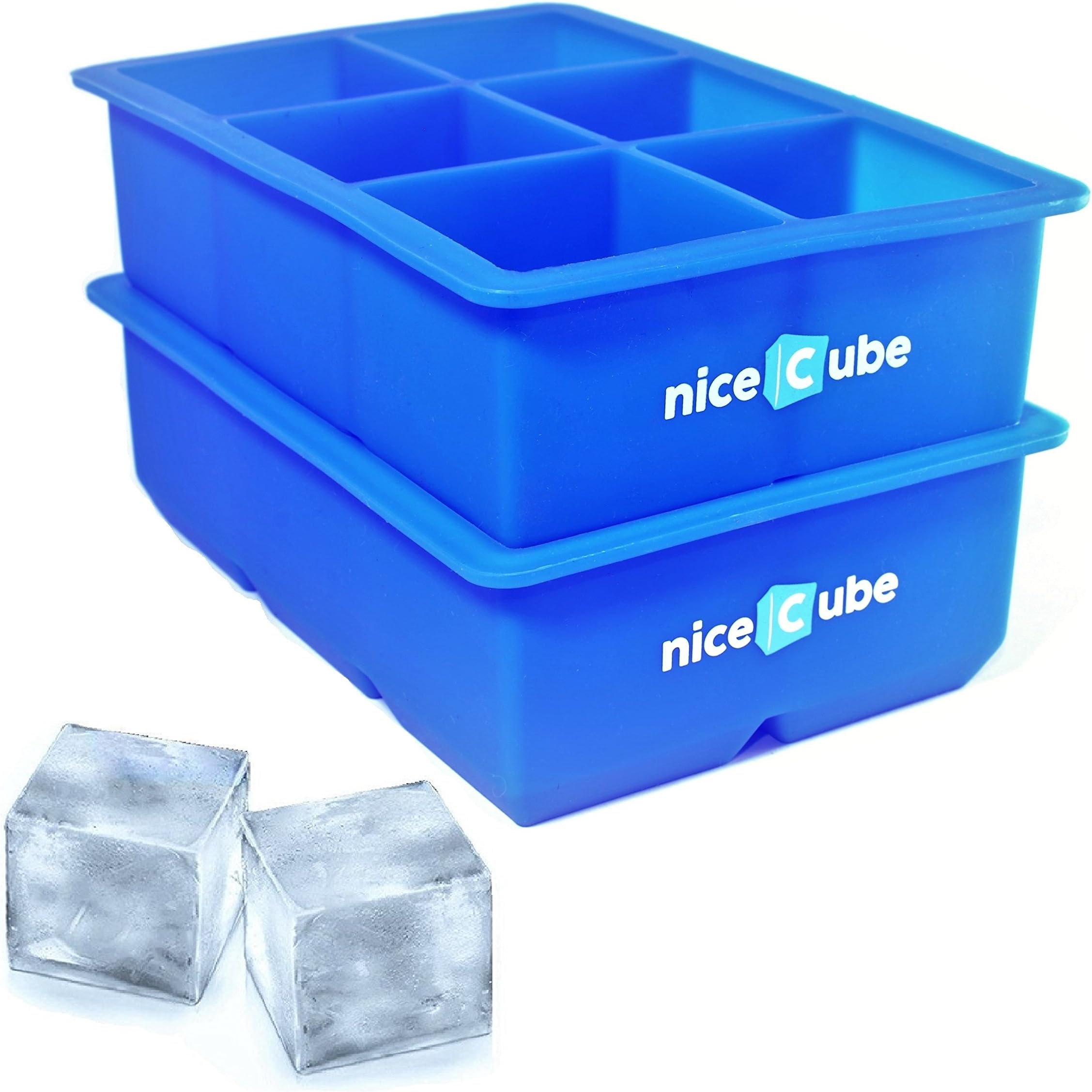 niceCube Silicone Ice Cube Trays and Molds, Easy Release, BPA-Free (Large 6 Cube)