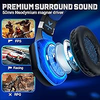 Vista 2 de Auriculares para juegos Xbox One con sonido envolvente estéreo auriculares para juegos PS4 con micrófono y luz LED con cancelación de ruido