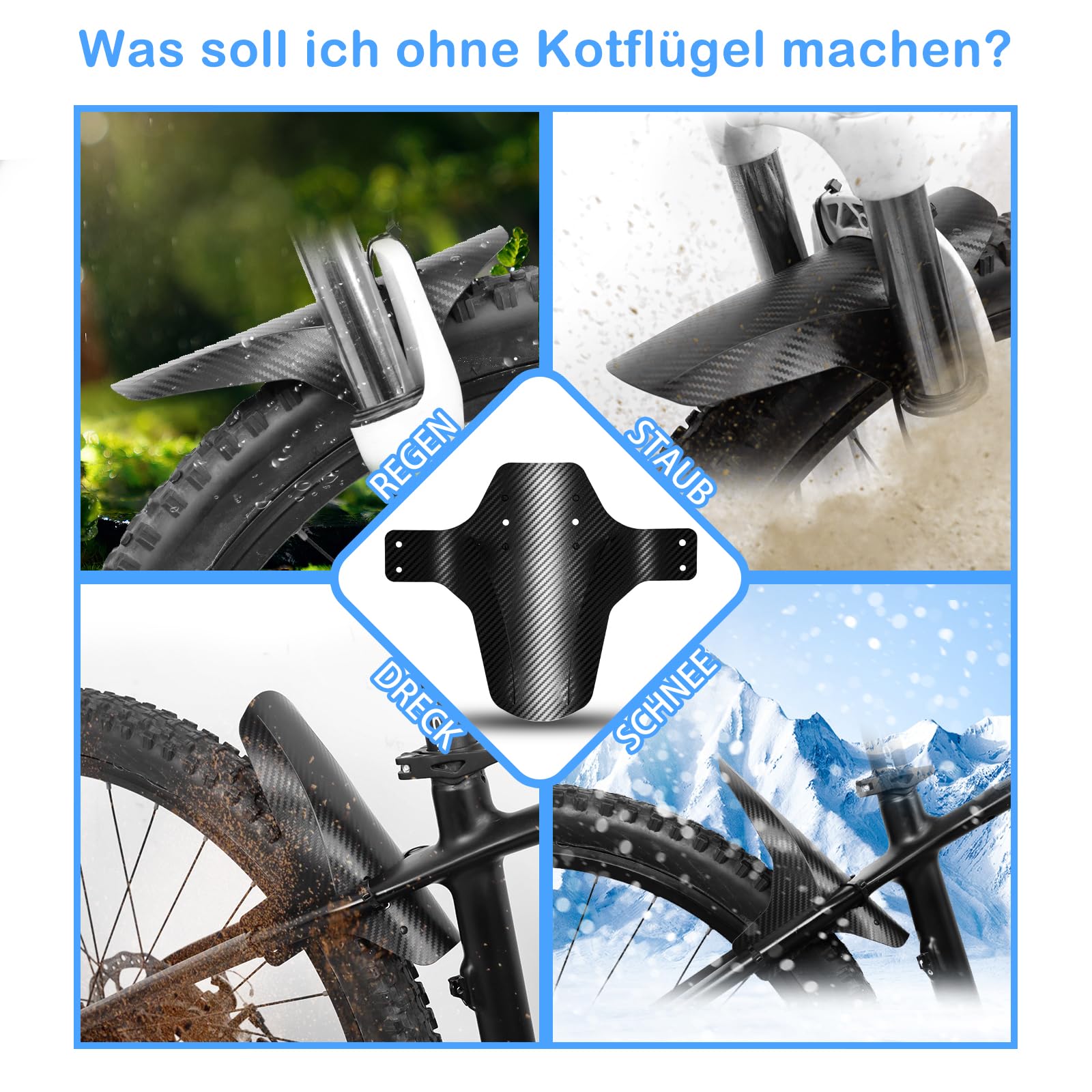 FETESNICE MTB Mudguard błotniki rowerowe do roweru górskiego (24-29 cali), uniwersalne błotniki MTB do większości rowerów