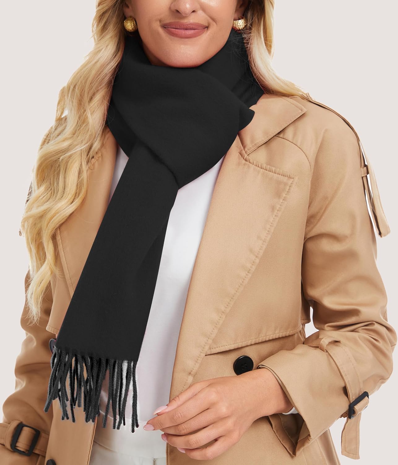 Wool Scarf for Women Men, Merino Wool Scarf Women Winter Cashmere Wrap Oversized Scarves for Cold Weather Travel - Image 3