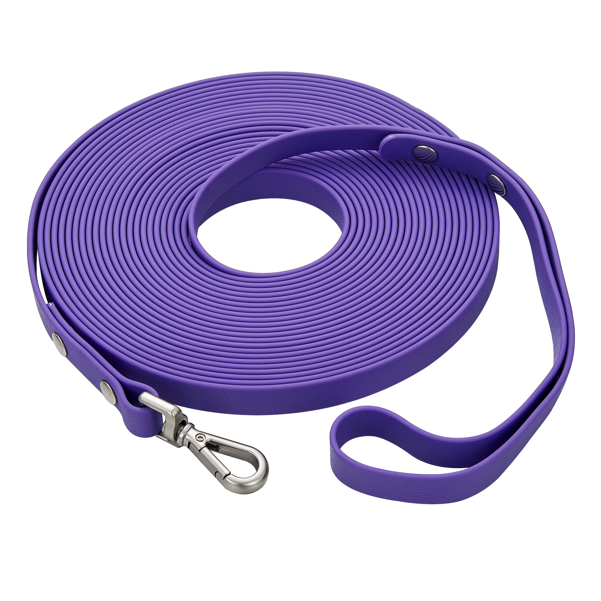 Waterproof Long Dog Training Leash 30ft Outdoor PVC Dog Leashes Great for Large Medium Small Dog Training Lead,Beach,Yard,Play,Camping(Purple