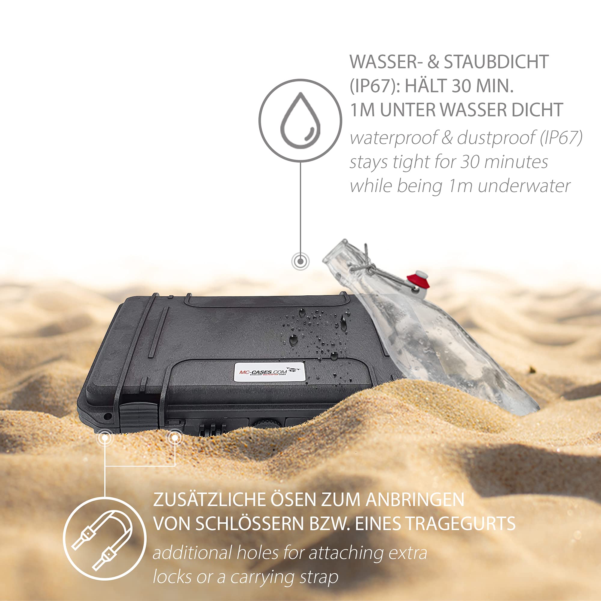 valigetta porta orologi - ospita fino a 4 orologi - si chiude a chiave, resiste all'acqua, ben protetta - perfetta per viaggiare - Made in Germany