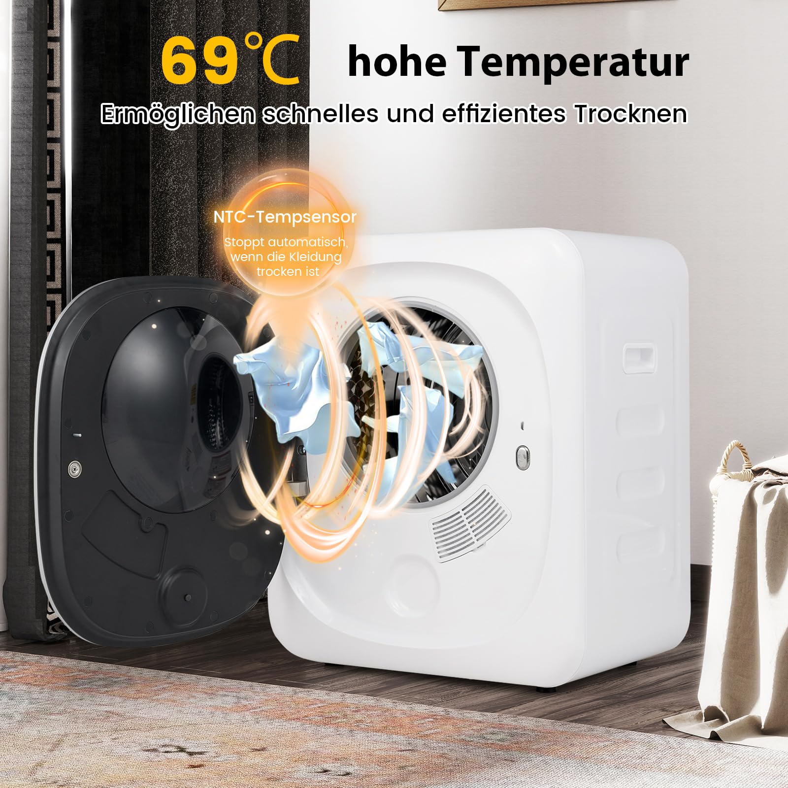 GOPLUS Sèche-Linge Mini Sèche-Linge 800W 5kg 5 Modes de Séchage, Protection Contre La Surchauffe et Filtration Multiple, Jusqu'à 65°C Autoportant ou Mural, Séchoir à Linge Égouttoir pour vêtements