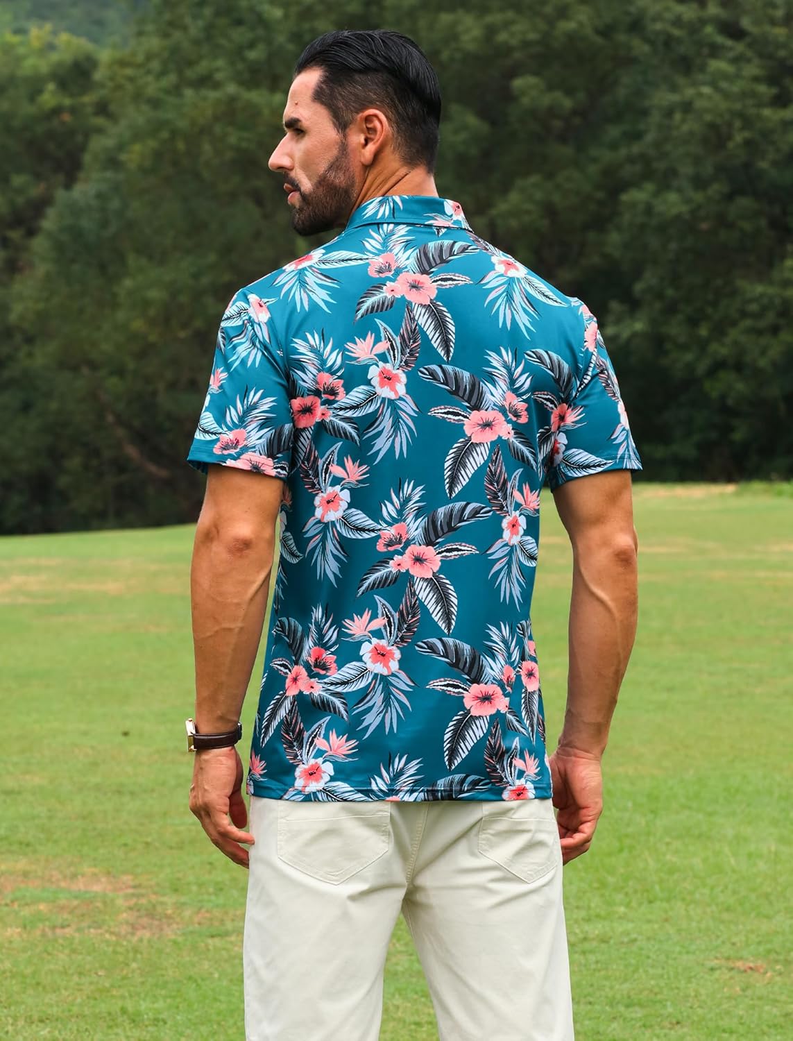 APTRO Golf Shirts for Men, Moisture Wicking Hawaiian Polo Shirts Dry Fit with Print and Short Sleeve - Image 4
