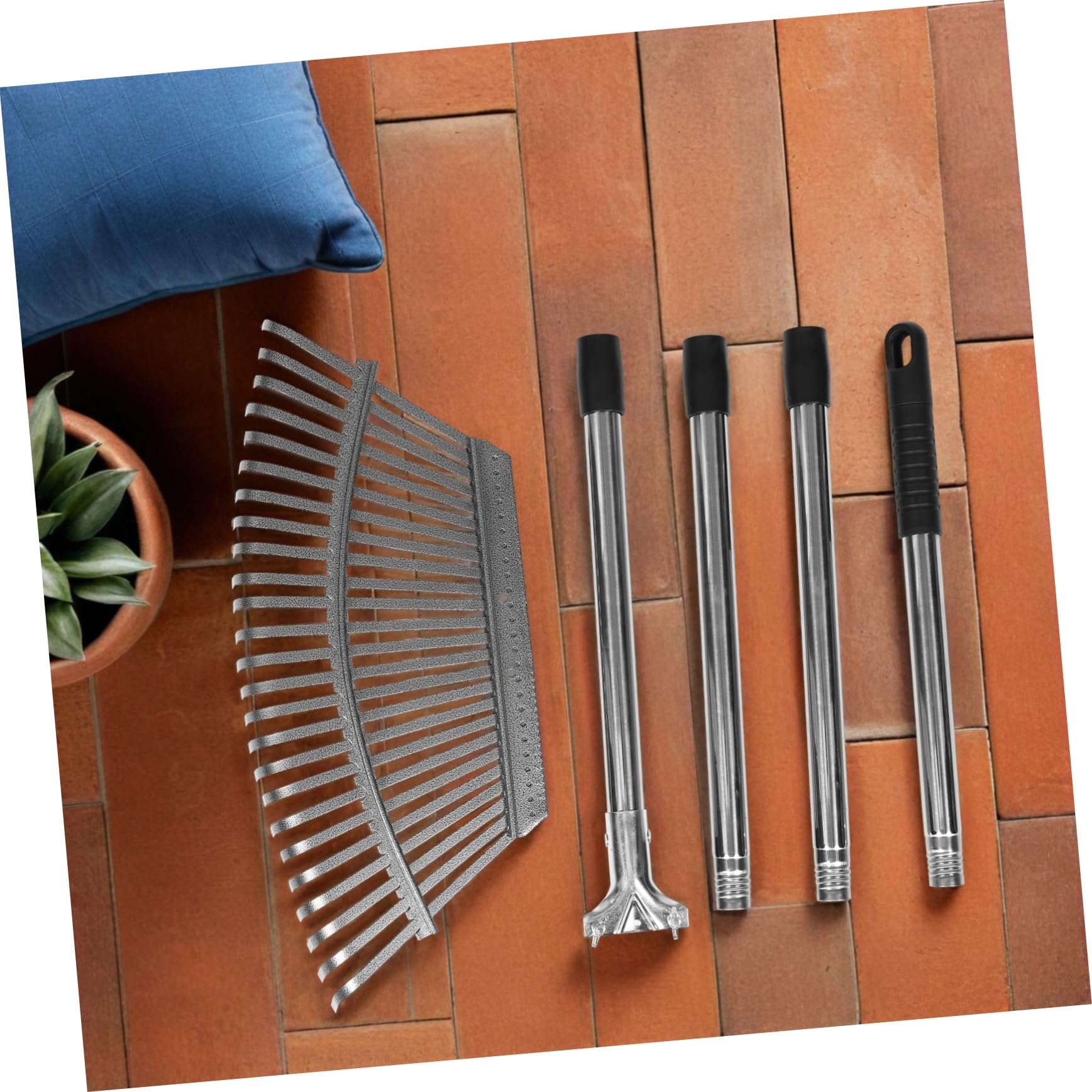Rastrello Ad Da Giardino in Acciaio Inossidabile Rastrello Per e Foglie Denti Per Allentamento Del e Raccolta Regolabile e Compatto Per Manutenzione Del Giardino