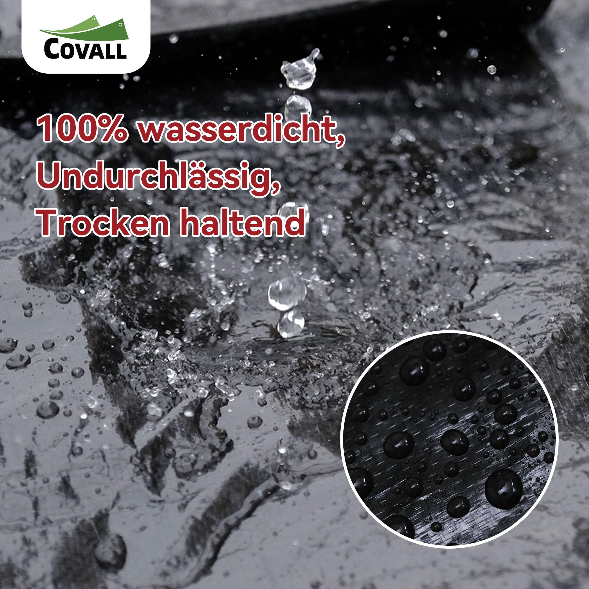 Abdeckplane 2x2m Schwarz Plane Wasserdicht | 115g/m² Stark & Verschleißfest | Wasserdicht UV-beständig Reißfest | PE-Plane Mit Ösen Für Camping, Garten, Auto & Trampolinabdeckung