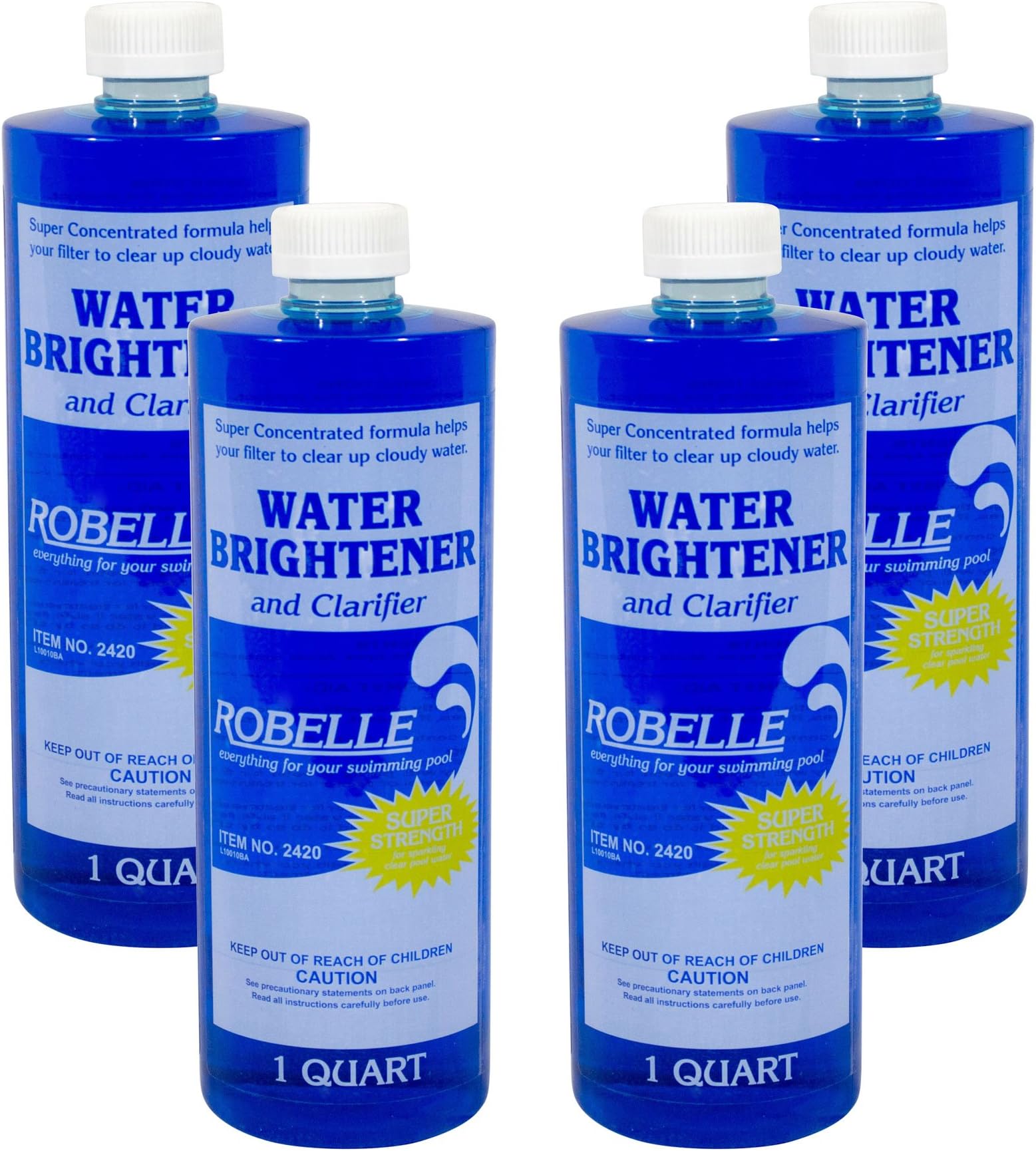1-Quart 4-Pack Premium Water Brightener and Clarifier, Pool Clarifier, Made in USA