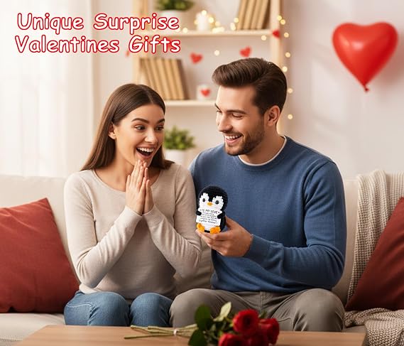 Gifts for Him Her Girlfriend Boyfriend,to My Love Handmade Positive Mini Penguin Crochet Mother's Day Romantic Valentines Day I Love You Gifts for Women Men Wife Husband Couple