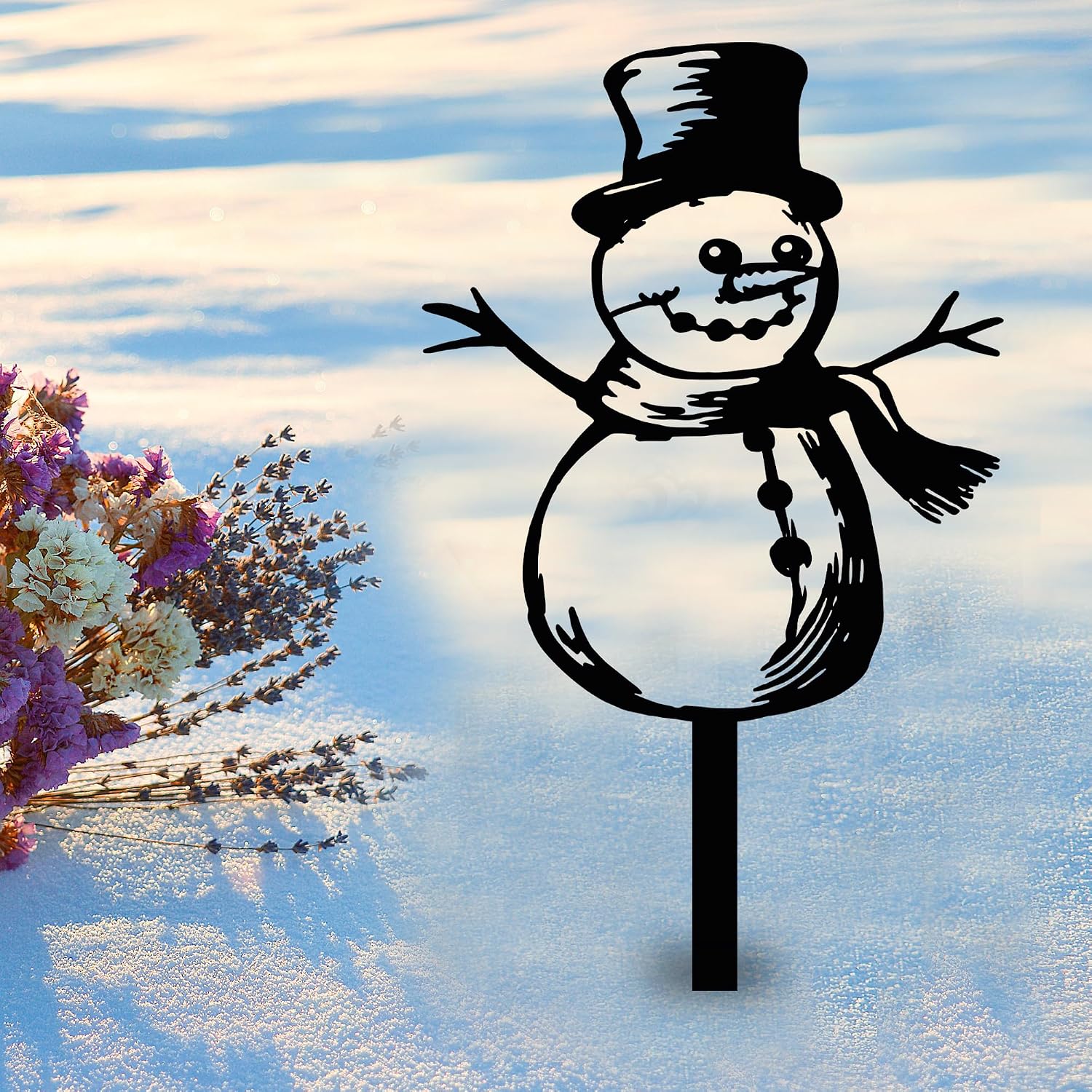 Metal Snowman Garden Sign with Stake, Christmas Snow Man Decorative for Outside, Winter Yard Art, Signs for Garden Home Lawn Patio Porch Front Door, Holiday Xmas Decoration, Snow Man Christmas Gifts