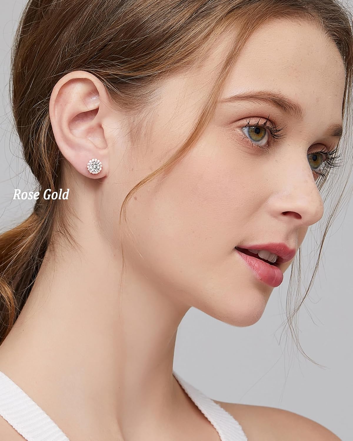 Halo Stud Earrings for Women 925 Sterling Silver Cubic Zirconia Earrings - Image 2