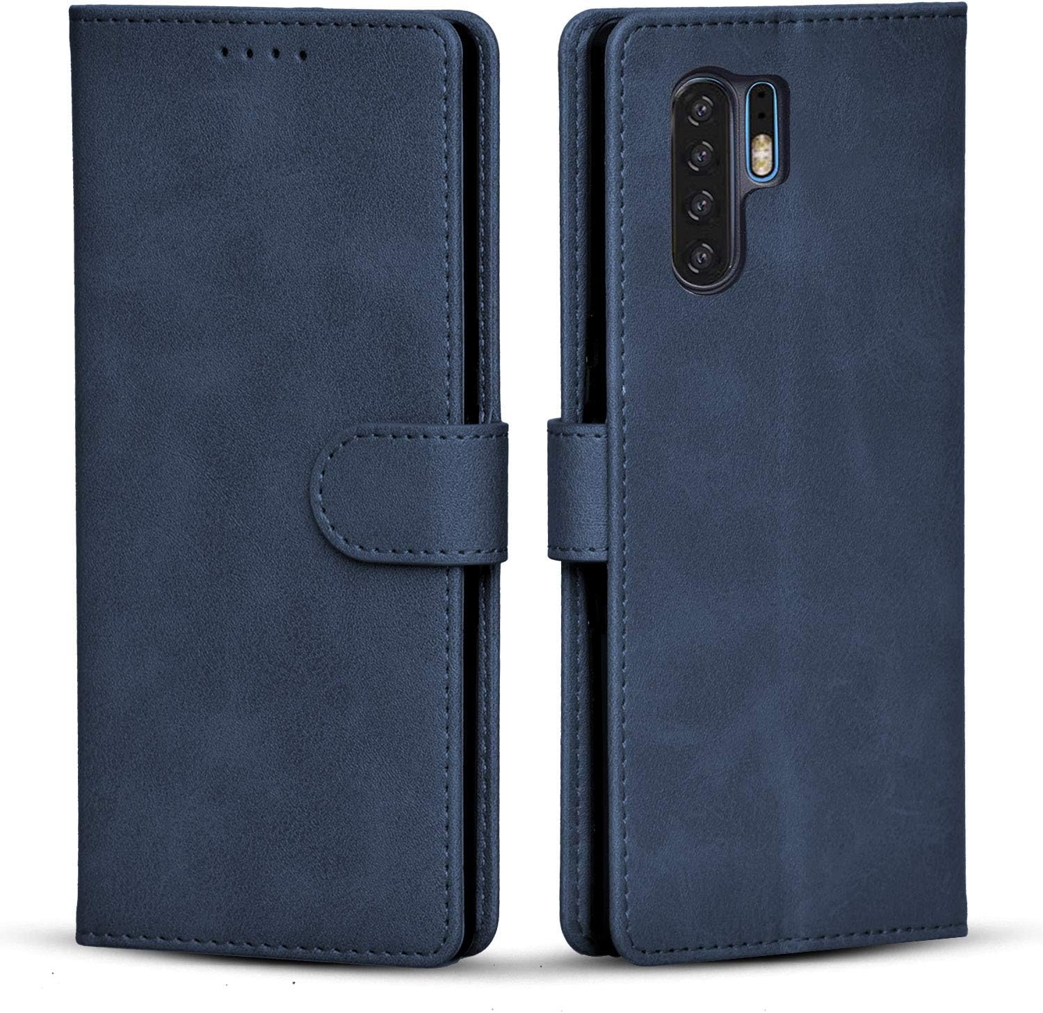 Dazzled Premium Quality Leather Book Style Wallet Flip Case Cover With Credit Card & Money Slots For Huawei P20 Lite (BLUE)