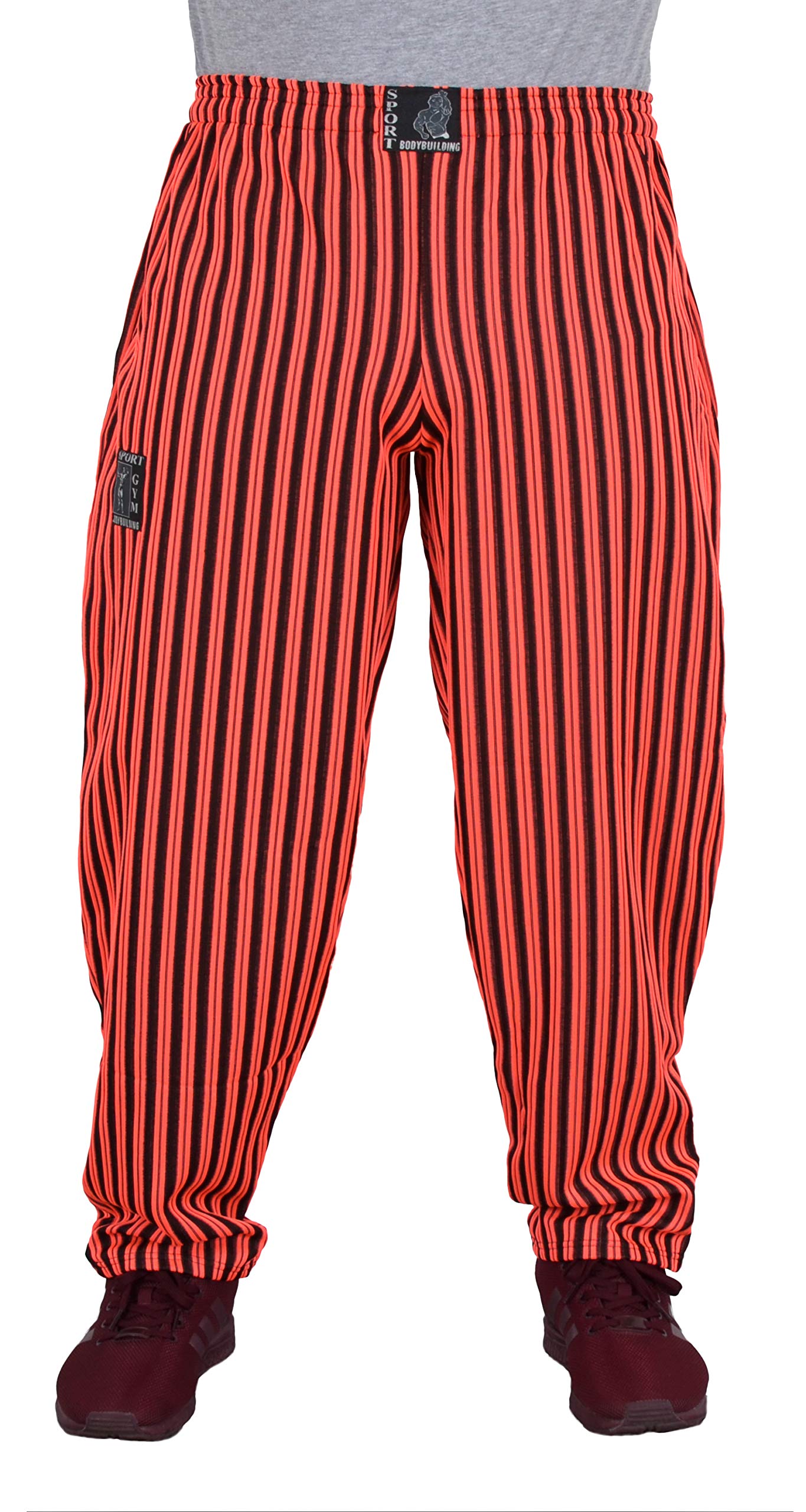 ESRA SP01 Men's Bodybuilding Trousers, Sports Trousers, Fitness Trousers, Training Trousers, Bodybuilder Trousers, Jogging Bottoms, Striped Men's Sports Trousers with Stripes 3XL Neon Pink