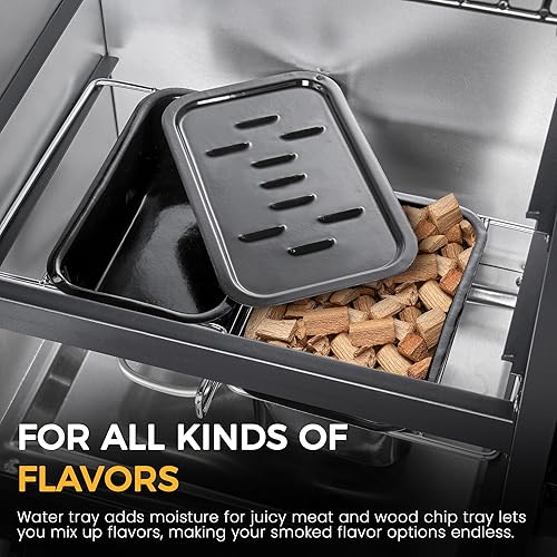 Miniatura 6 de Ahumador eléctrico con tapa, pantalla LED, sonda integrada para carne, ahumadores de barbacoa de gran capacidad, 4 estantes fuman más con 633 pies