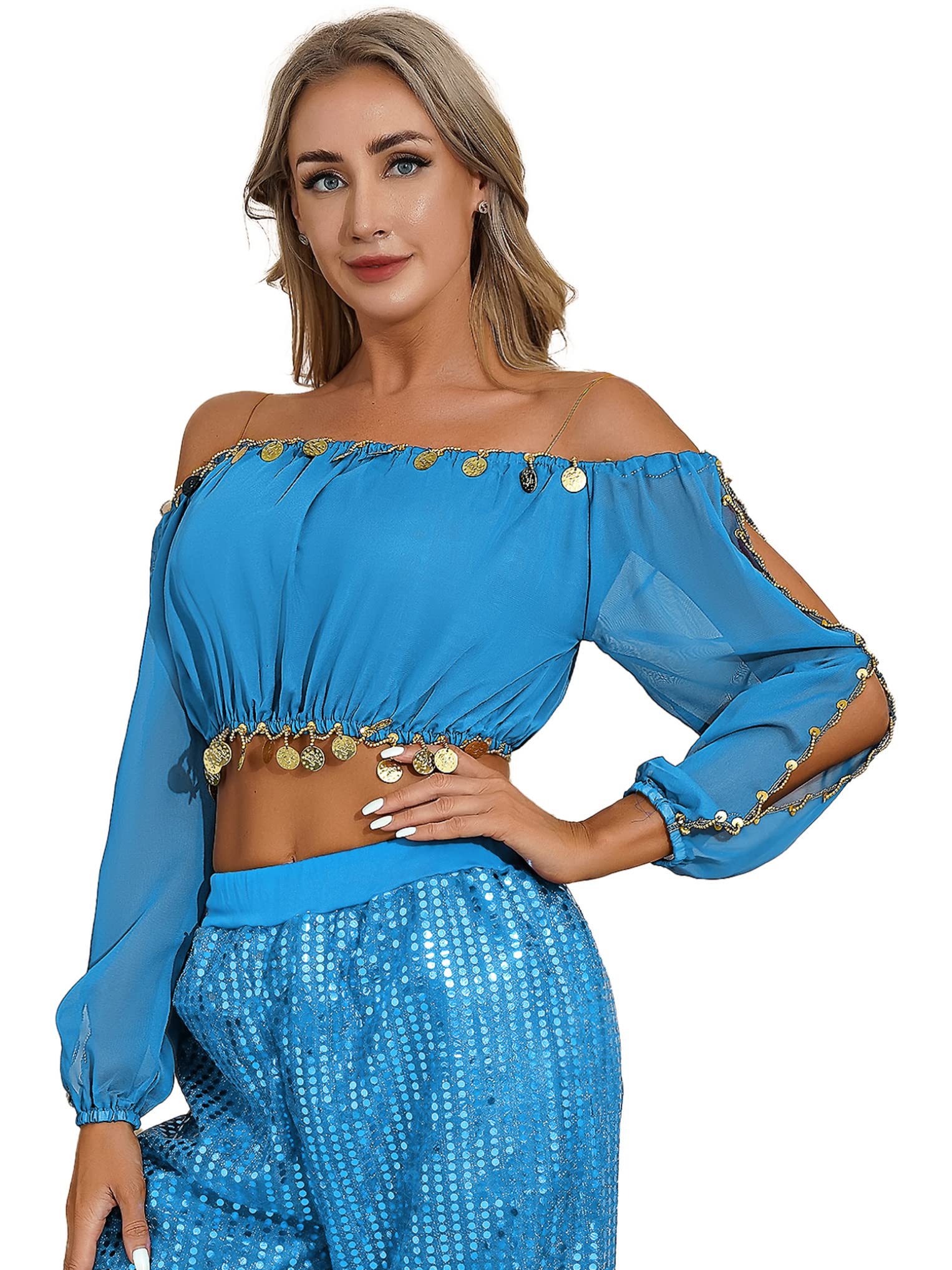 Iiniim Haut de Danse du Ventre Femme Boléro Latine Cardigan Ouvert Crop Iiniim Haut de Danse du Ventre Femme Boléro Latine Cardigan Ouvert Crop