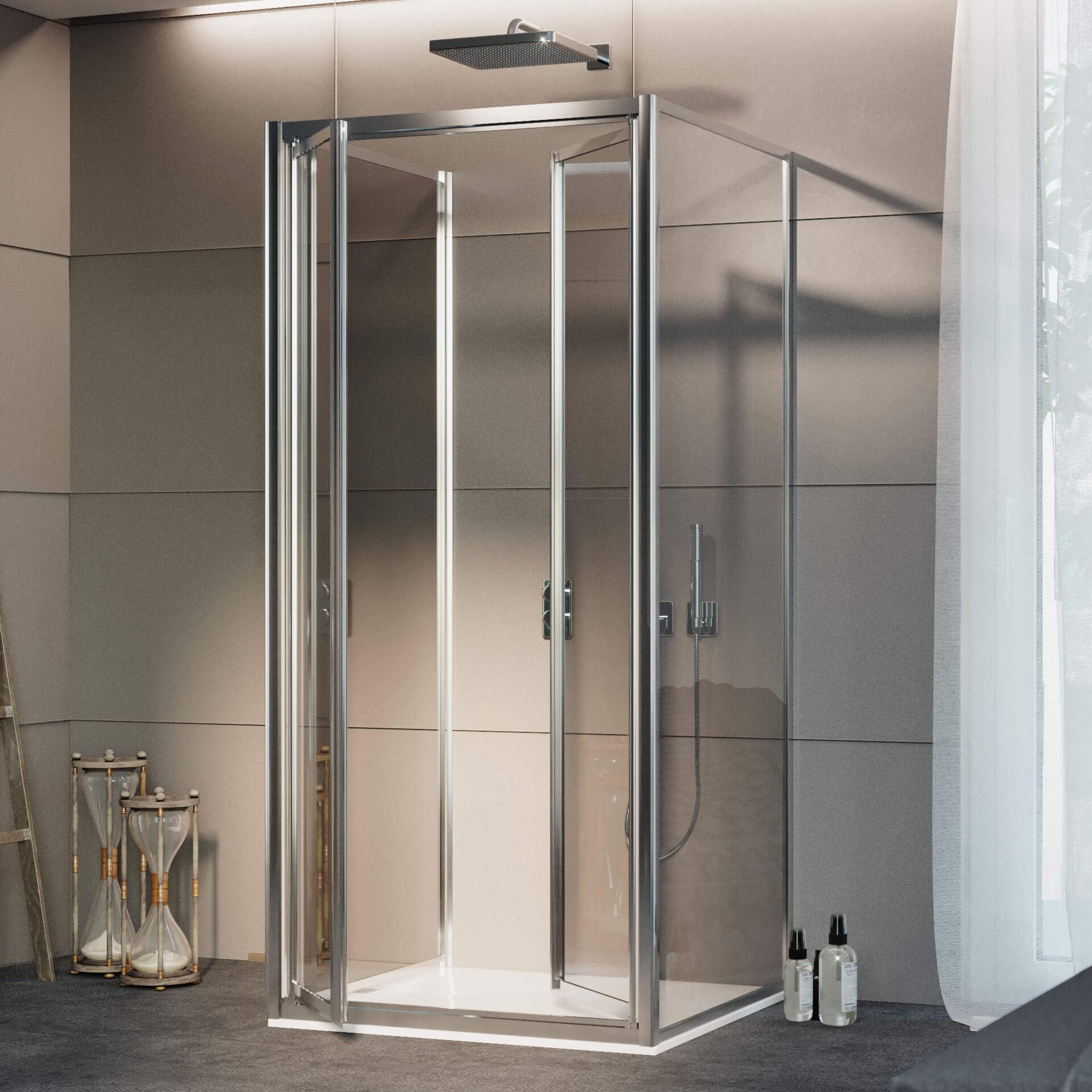 Box Doccia 3 lati 80x80x80 cm 2 Ante Battenti in Cristallo Trasparente 4-6mm H185 Trio