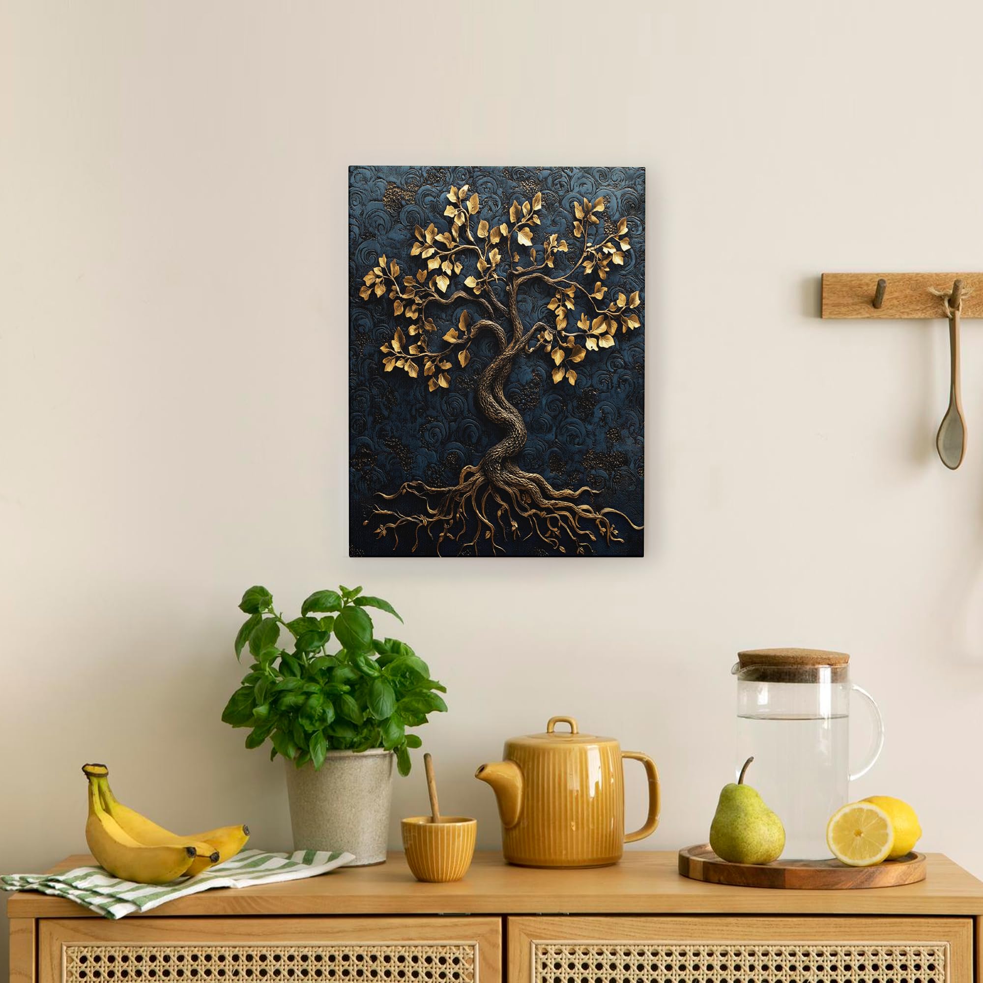 Amazon.com: Blue Chinoiserie Relief Tree Canvas Prints Wall Art 16