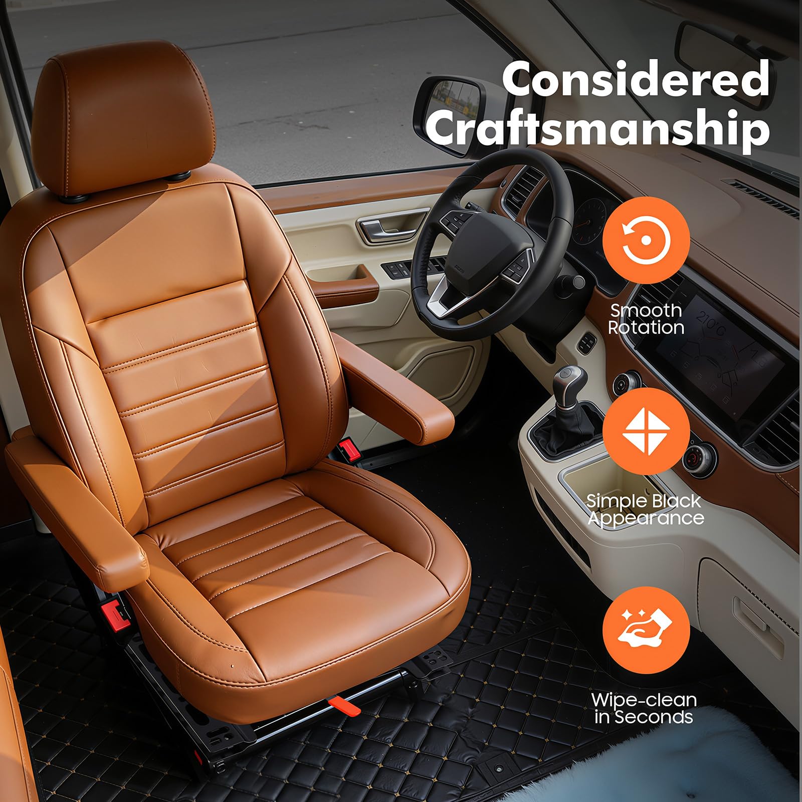 Sitz Drehkonsole 360° für Mercedes Benz Sprinter 2002-2018, Ford Transit 2014-2020, T5 T6 Wohnmobil Sitzkonsole, robuste Stahlsitz Basis, Fahrersitz Drehplatte Schwarz
