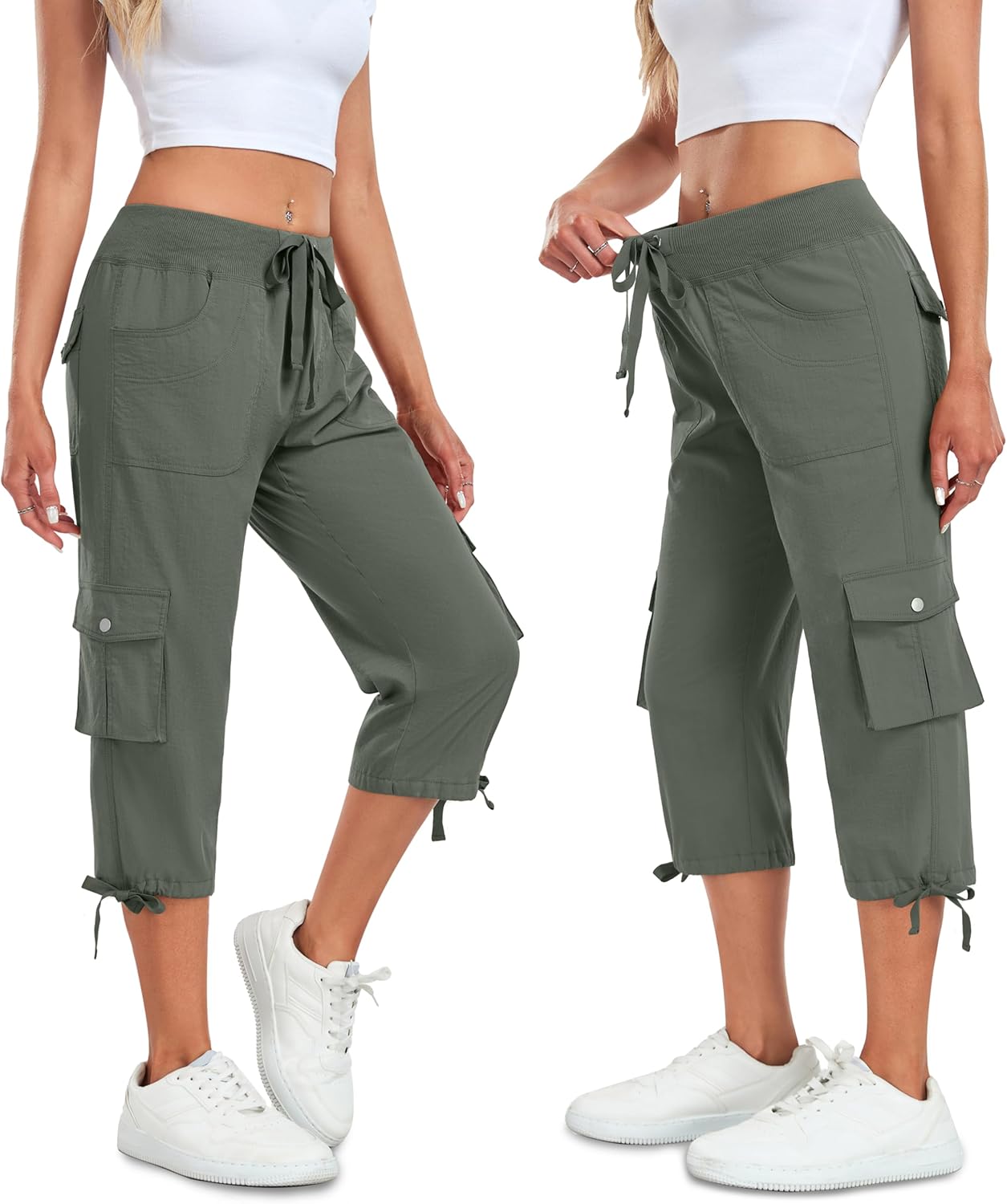 Women's Cargo Capris Pants Lightweight Quick Dry Hiking Pants Baggy Casual Outdoor Travel Cute Pants with 6 Pockets - Image 4