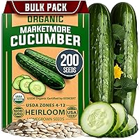 HOMEGROWN Organic Marketmore Cucumber Seeds - 200 Non-GMO Heirloom Seeds for Trellises, Raised Beds, Containers