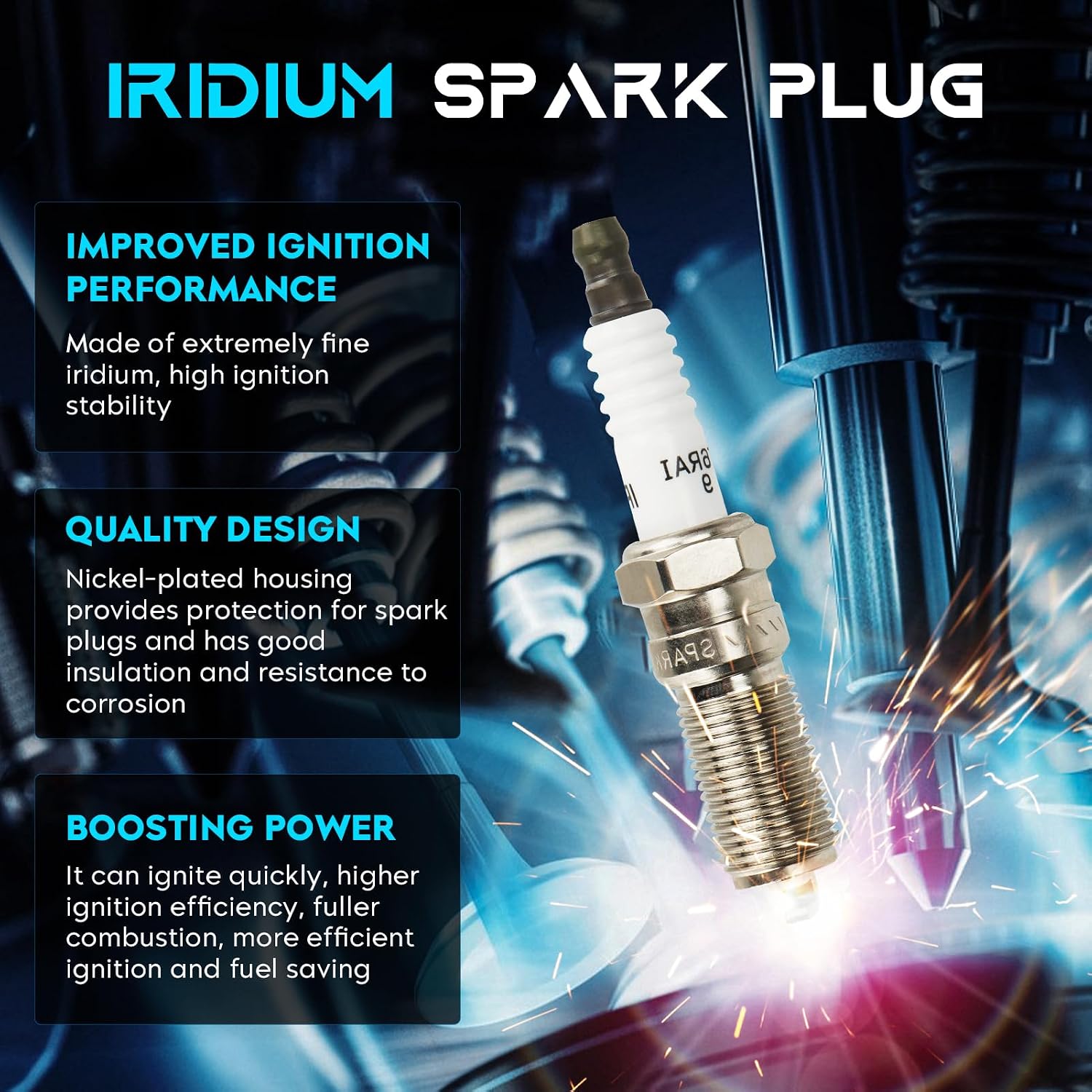 Black Set of 8 Ignition Coils Pack 8 Iridum Spark Plugs Compatible with 2011-2016 Ford F-150 5L, 2011-2015 Ford Mustang 5L Replace UF622