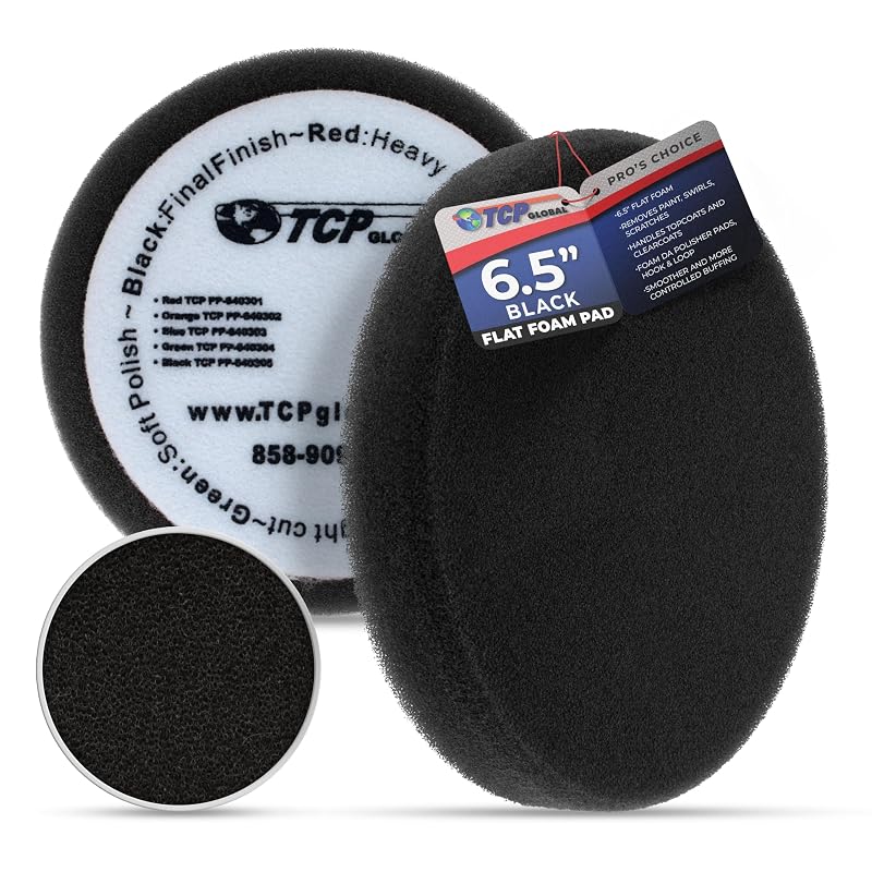 Boina de Espuma Preta para Polimento e Acabamento DA TCP Global 16,5 cm, Fixação Hook & Loop